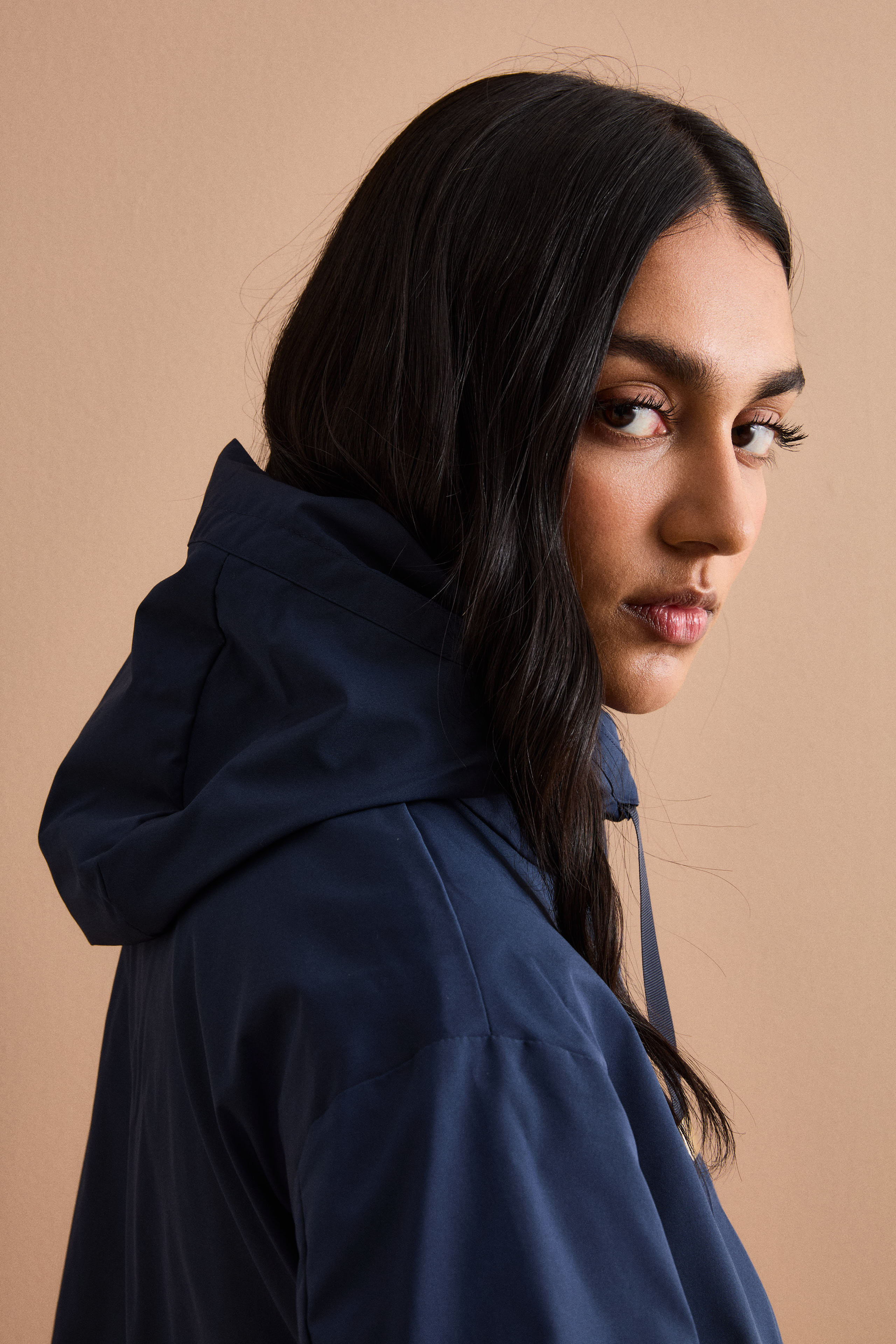 Oversize-Jacke mit Kapuze und Seitentaschen - BLAU