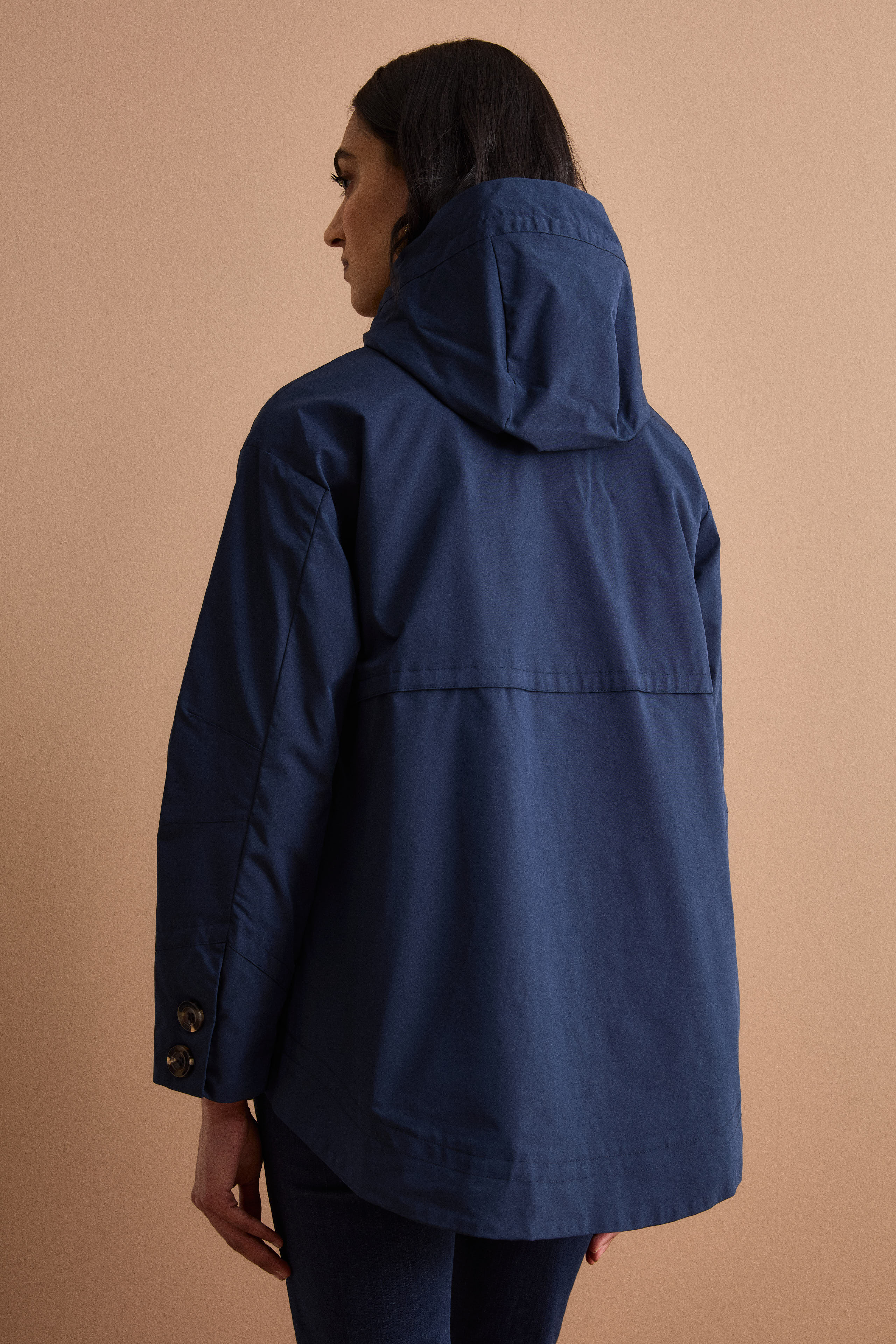 Oversize-Jacke mit Kapuze und Seitentaschen - BLAU