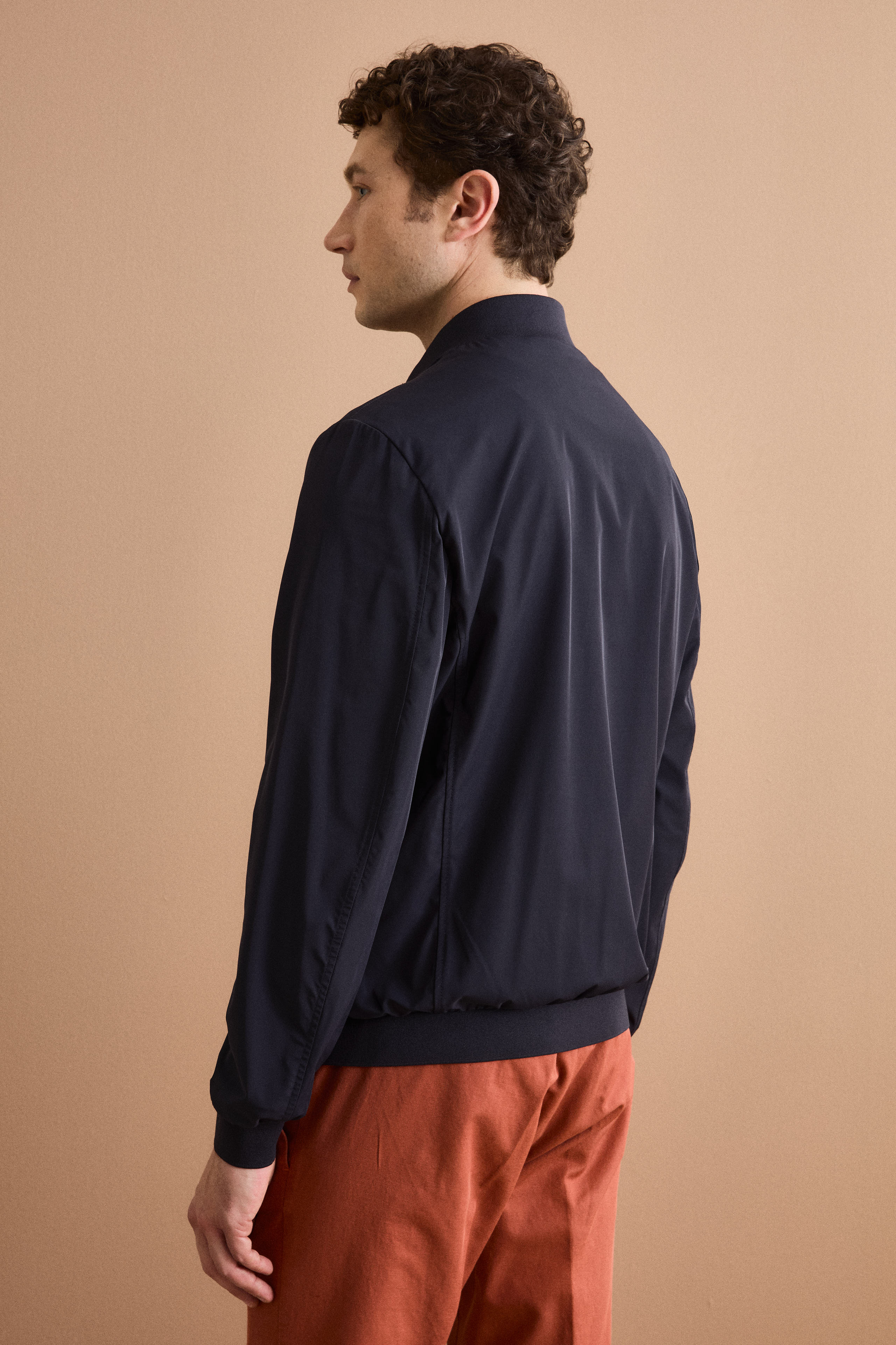 Leichte Jacke mit Strickbündchen - BLAU