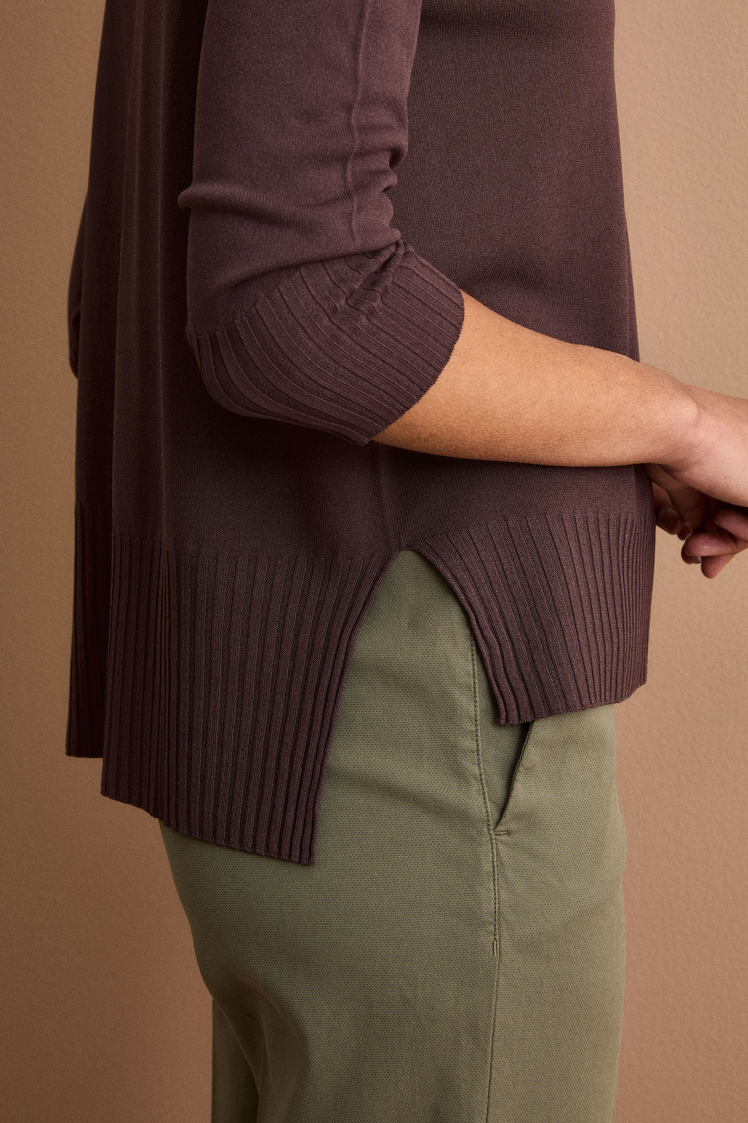 Maglia Over Barchetta con Bordi Lavorati - TERRA