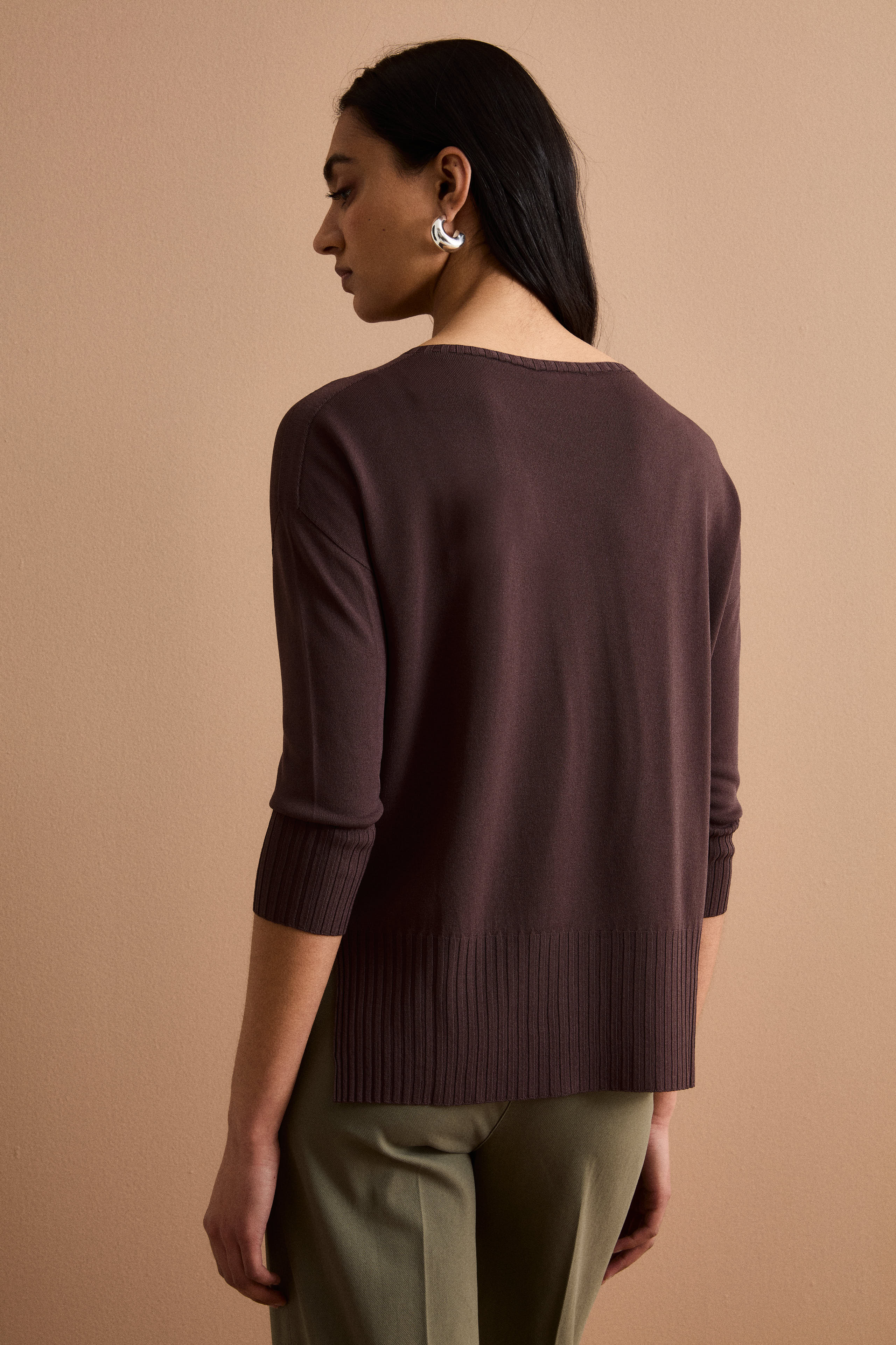 Maglia Over Barchetta con Bordi Lavorati - TERRA