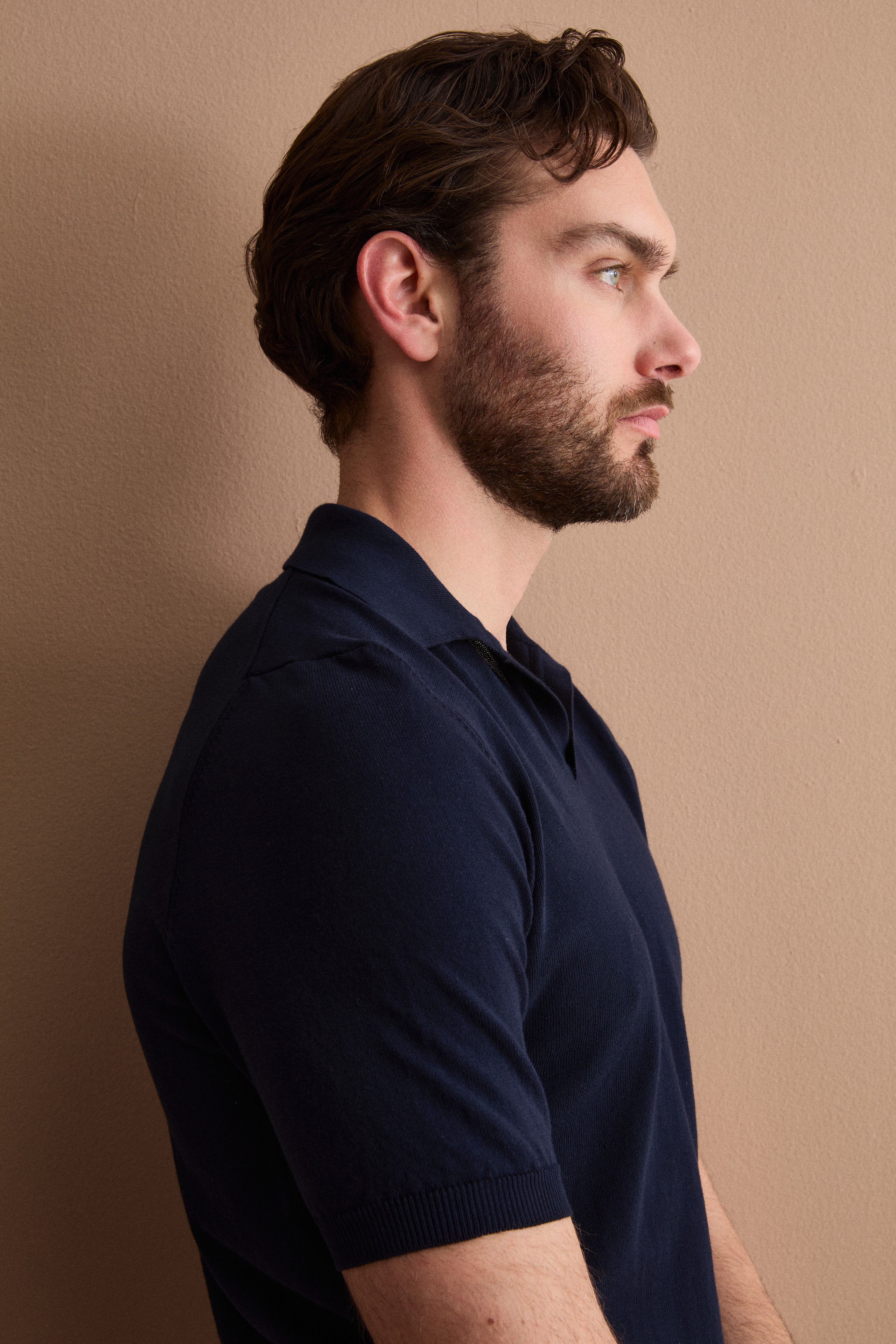 Polo en Maille de Coton Crêpe - BLEU