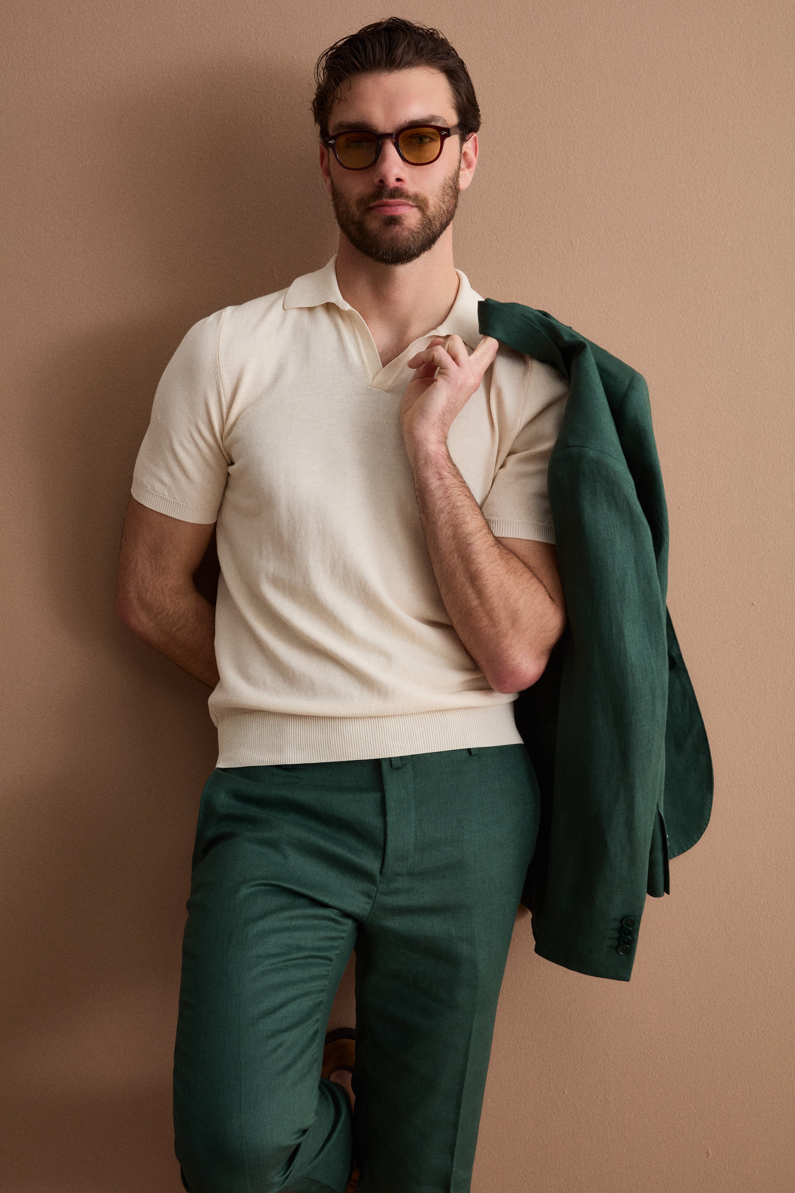 Polo en Maille de Coton Crêpe - BEIGE