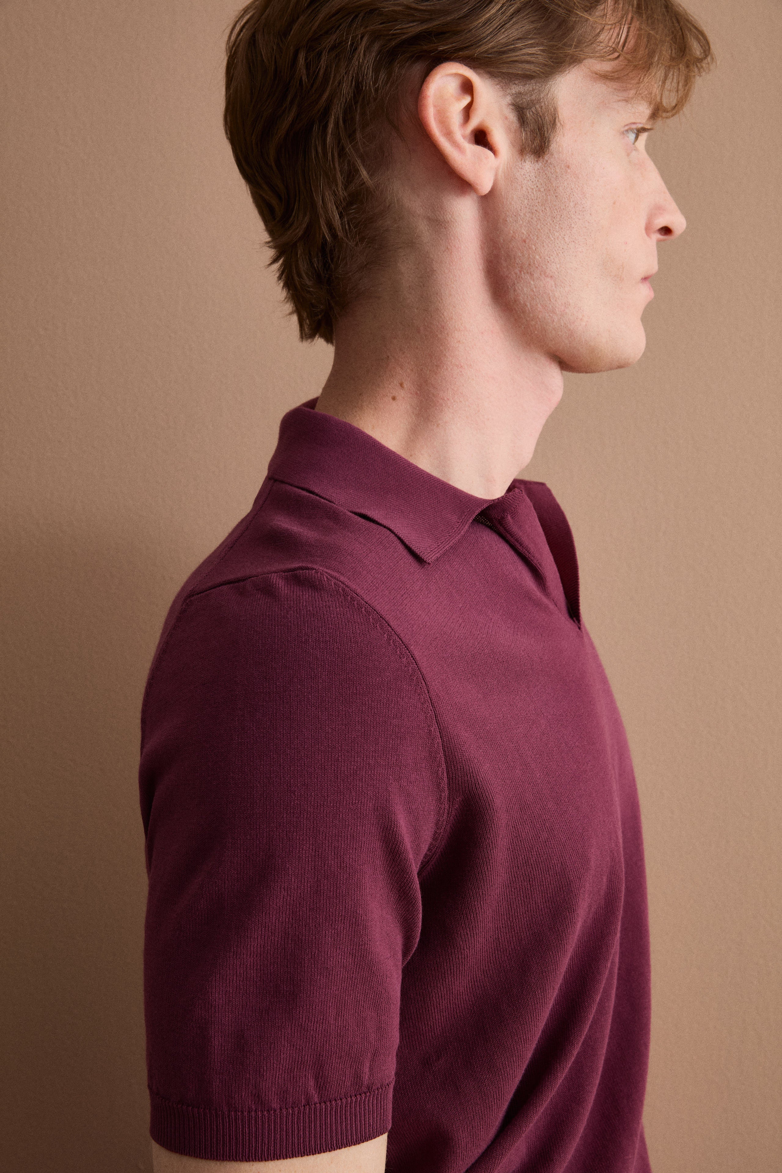 Polo en Maille de Coton Crêpe - Bourgogne