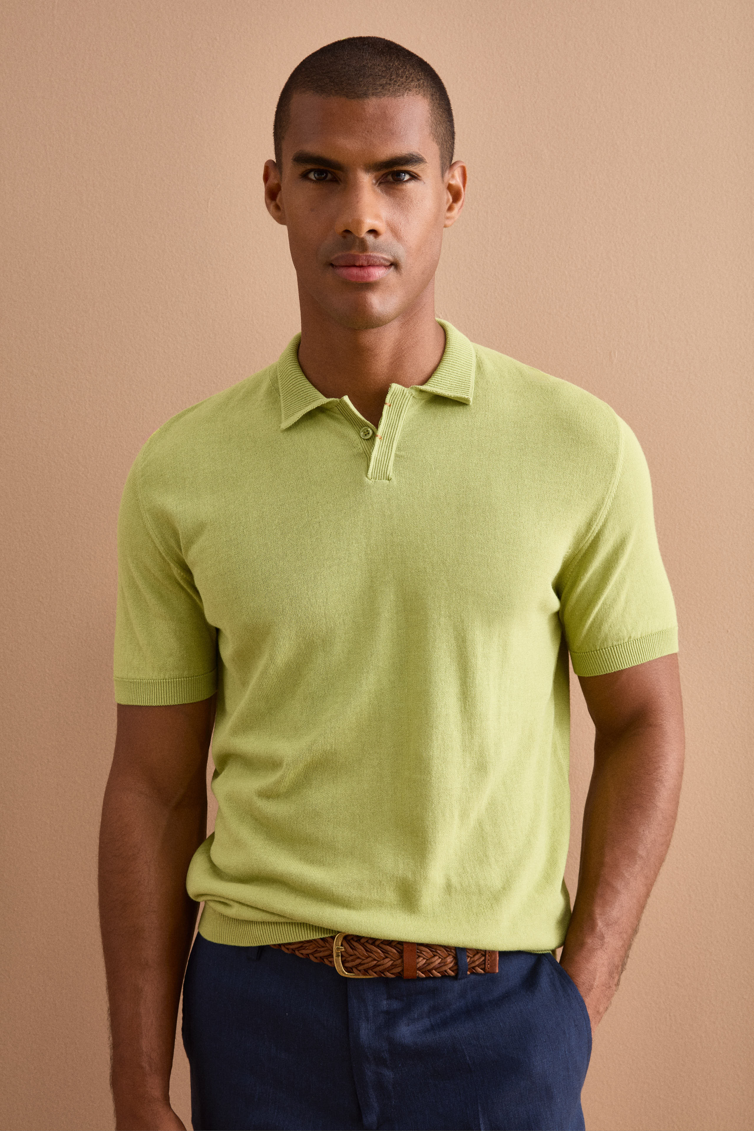 Regular-Fit-Poloshirt aus Crêpe-Baumwolle - GRÜN
