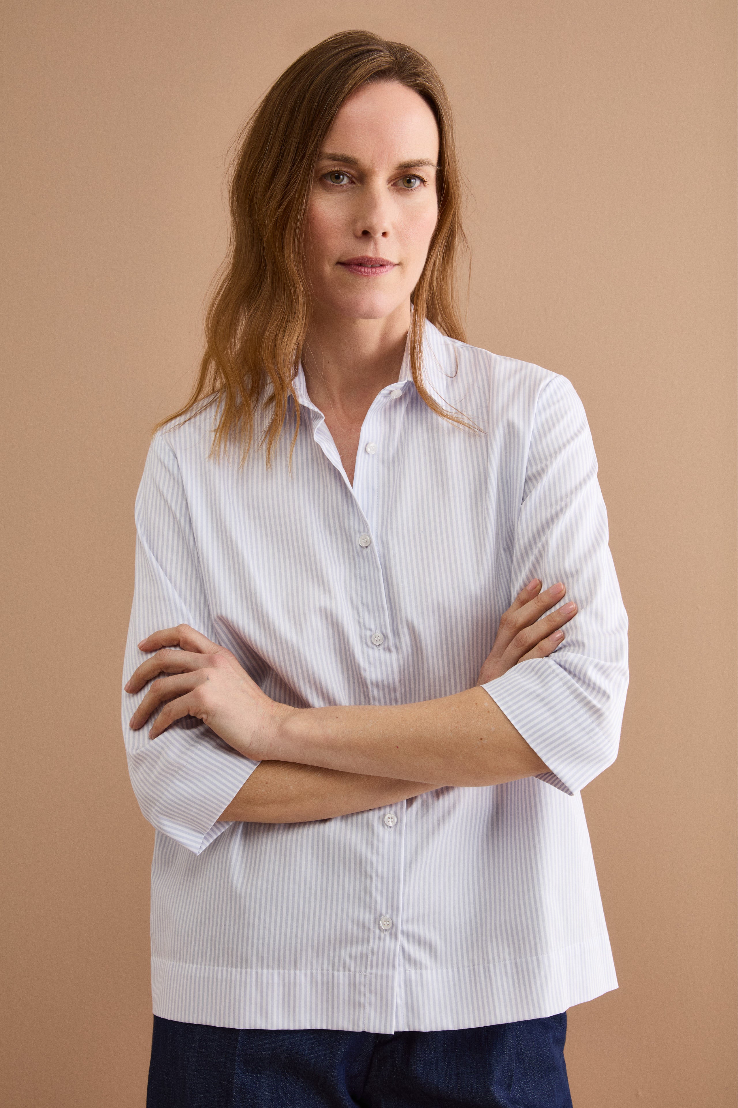 Chemise Boxy Fantaisie en Coton - Rayure grise