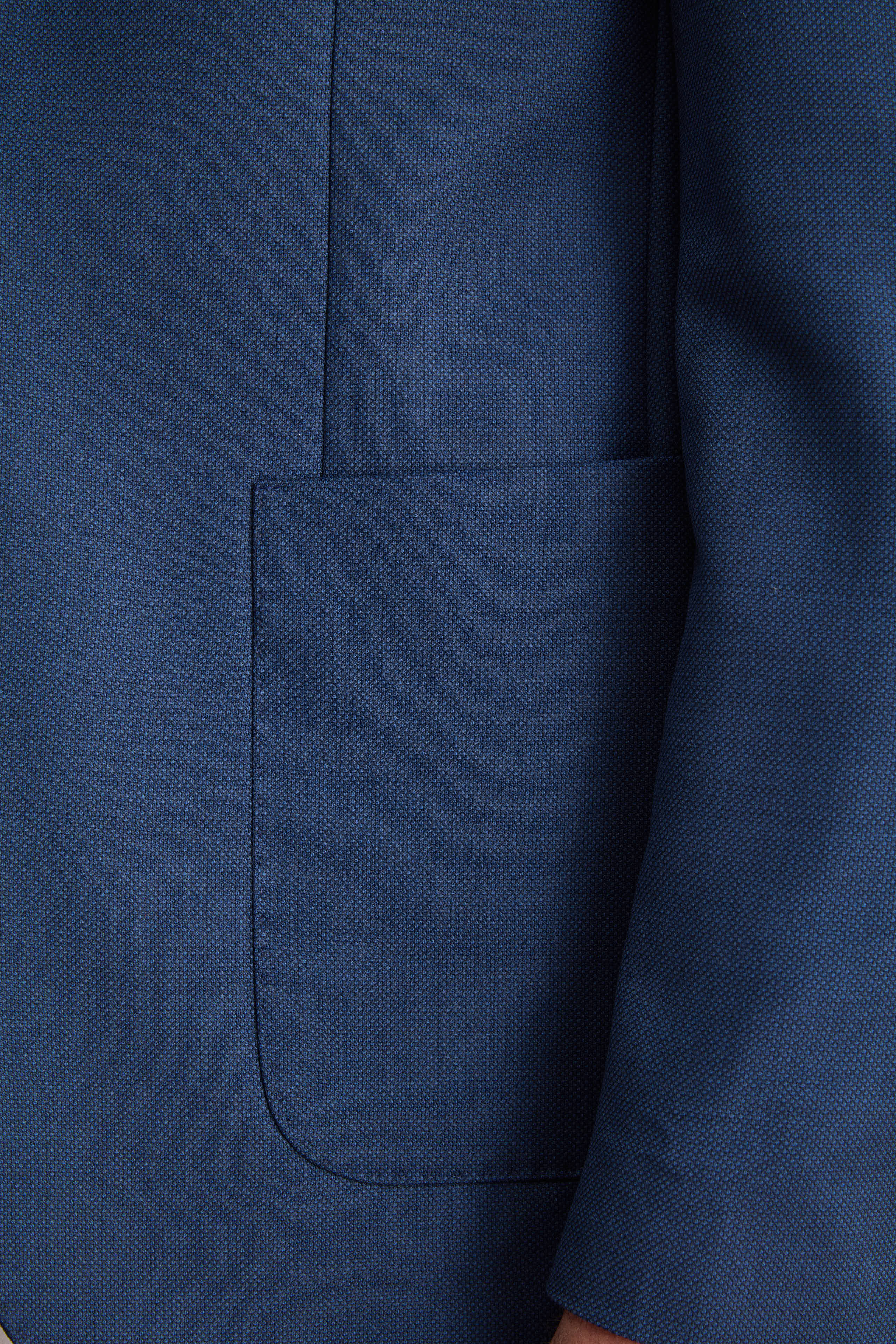 Slim Fit Einreiher Gefütterte Jacke aus Reiner Schurwolle - Blaues Muster