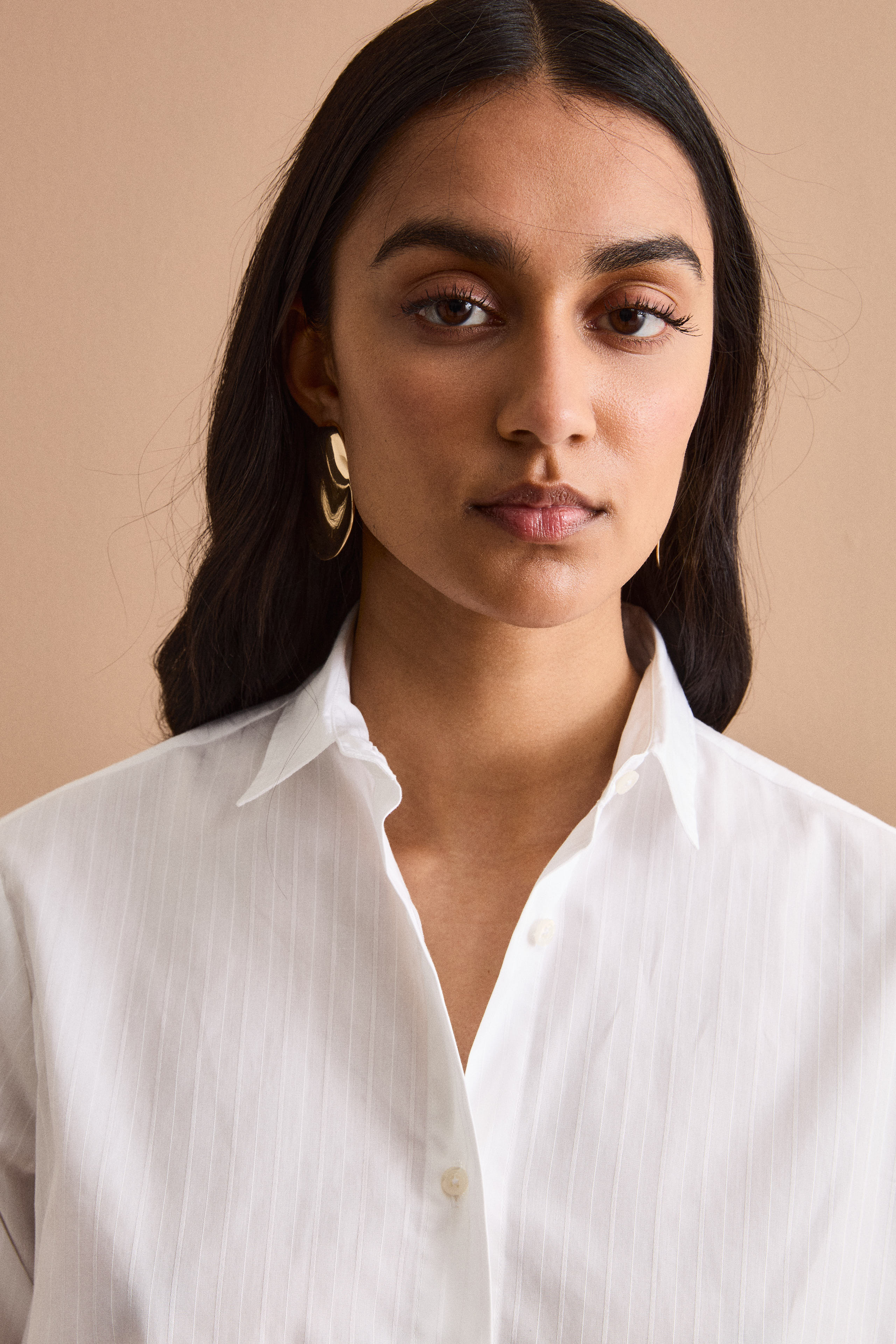 Oversize Boxy-Hemd aus Baumwolle mit Print - Weißer Streifen