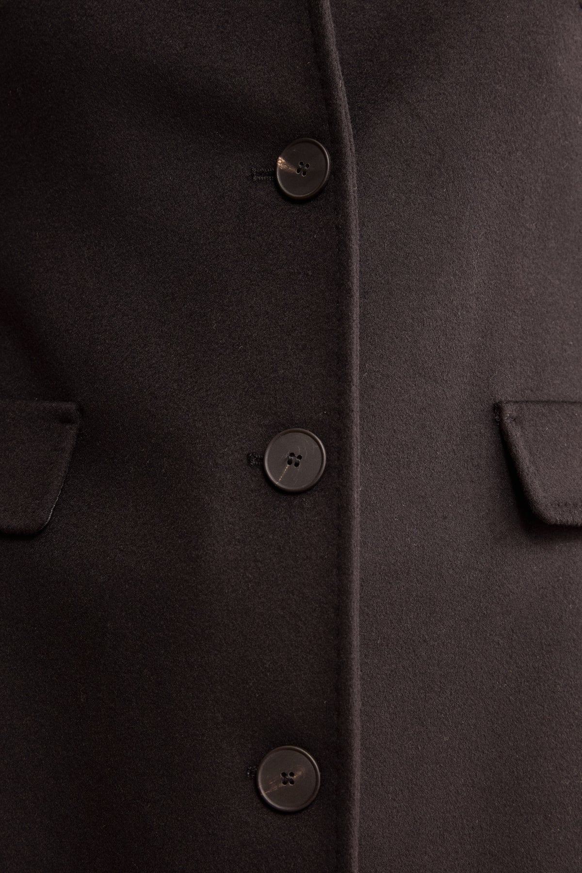 Manteau Mi-Long Cintré en Laine et Cachemire Mélangés - NOIR