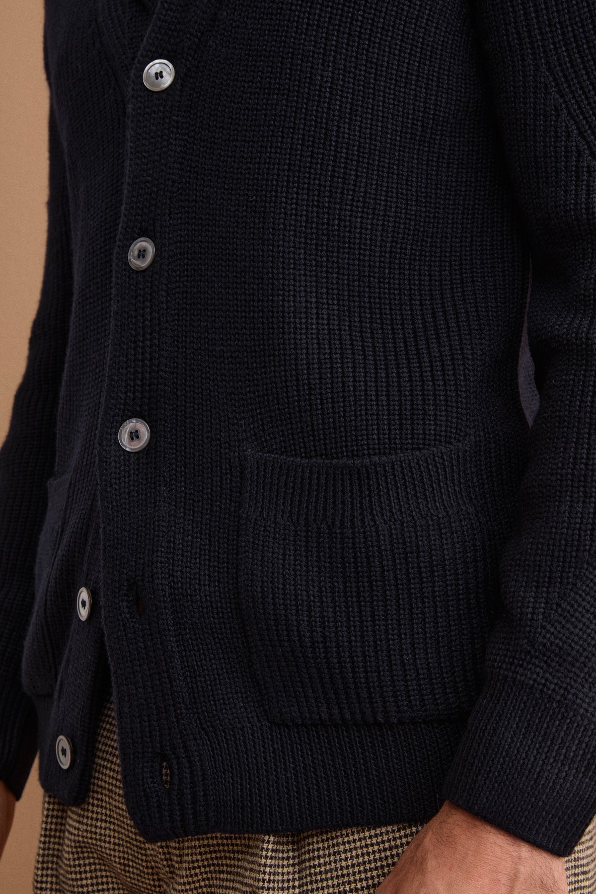Cardigan en Laine Mérinos à Côte Anglaise - BLEU
