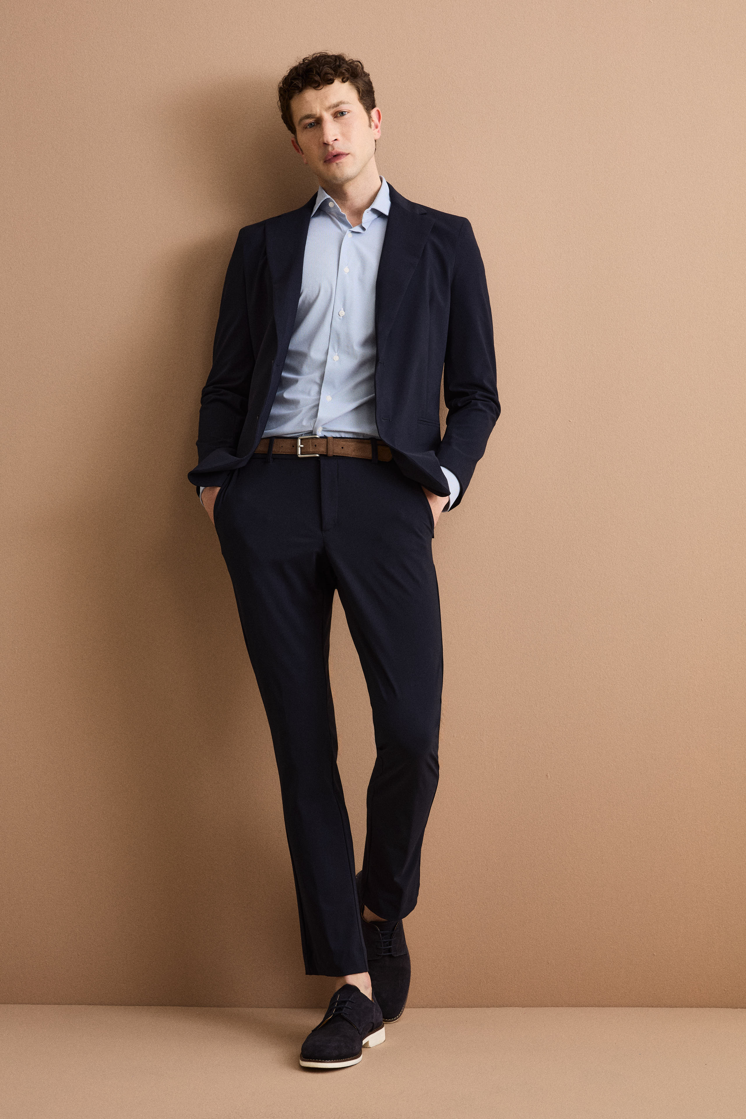 Halbgefütterter Einreihiger Anzug aus Jersey - -