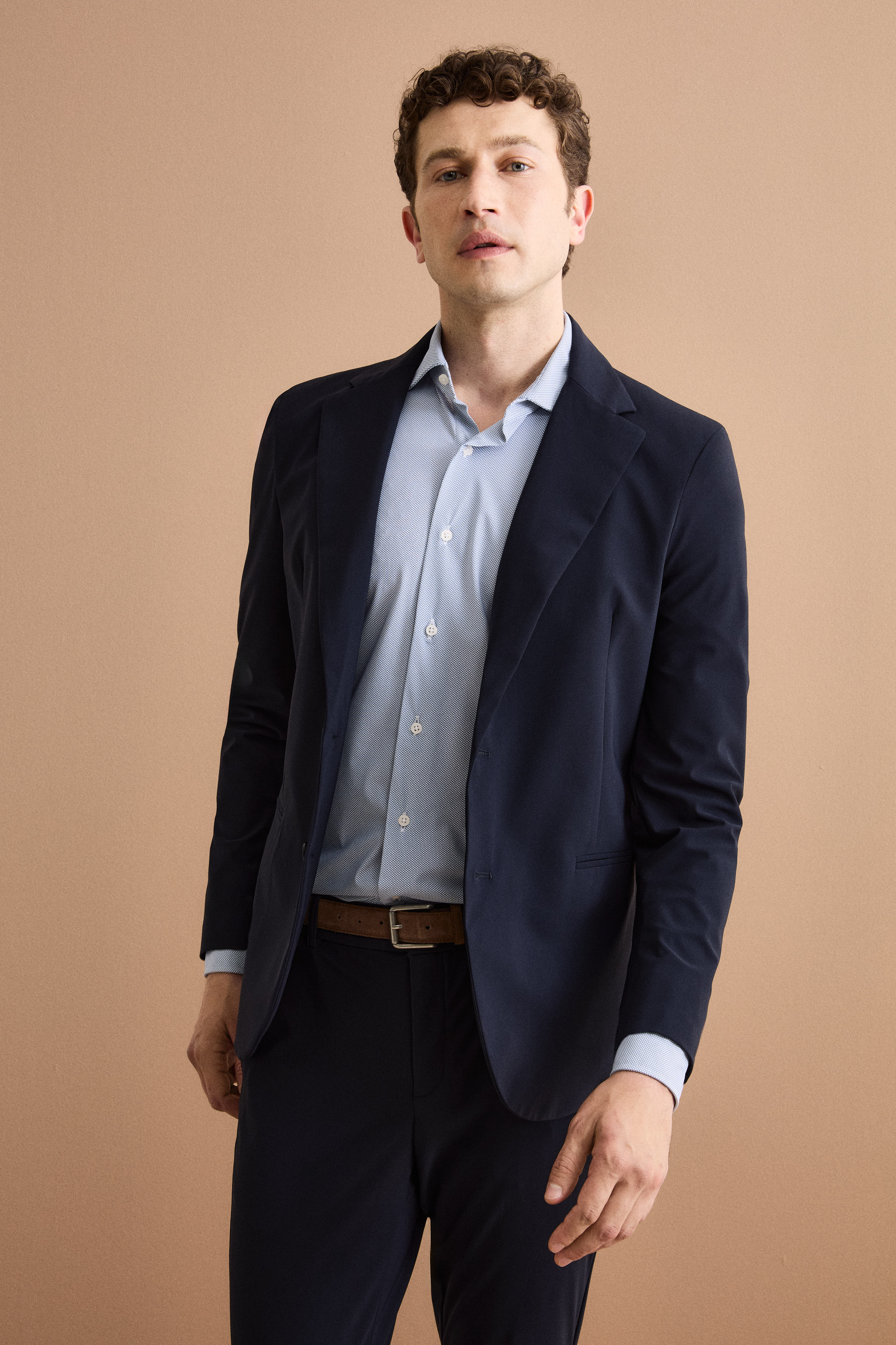 Halbgefütterter Einreihiger Anzug aus Jersey - -