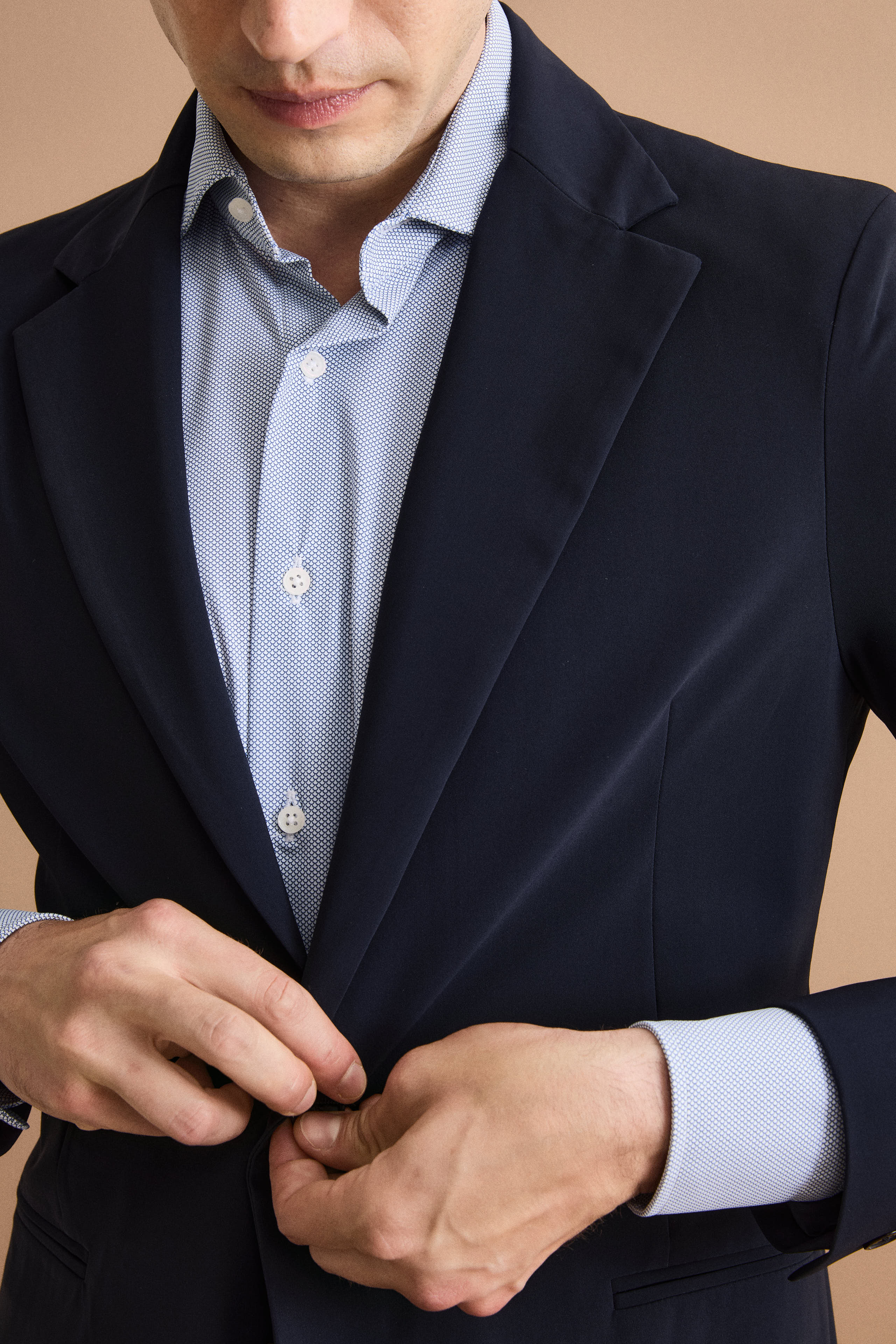 Halbgefütterter Einreihiger Anzug aus Jersey - -