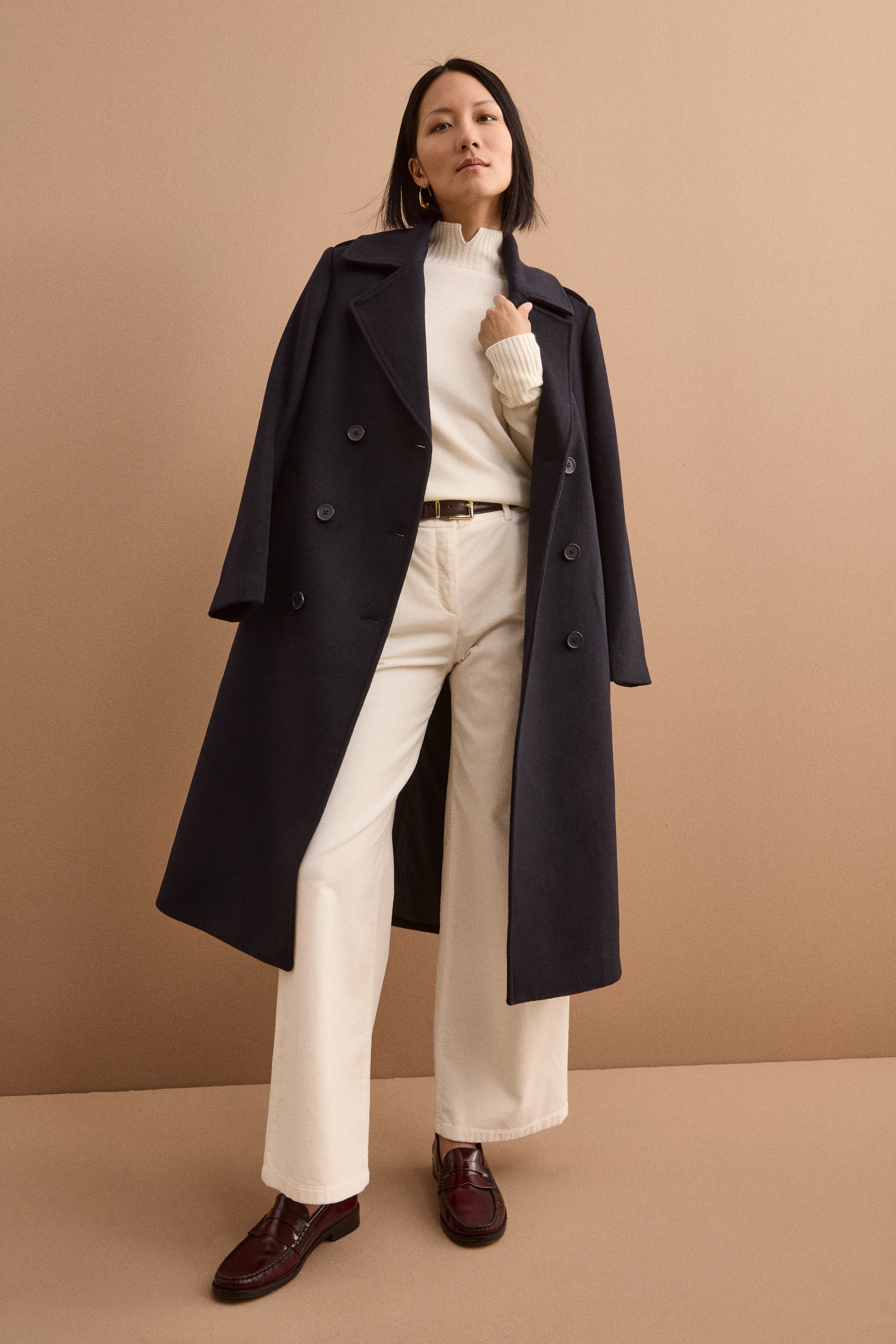 Pantalone in Velluto a Gamba Larga - PANNA