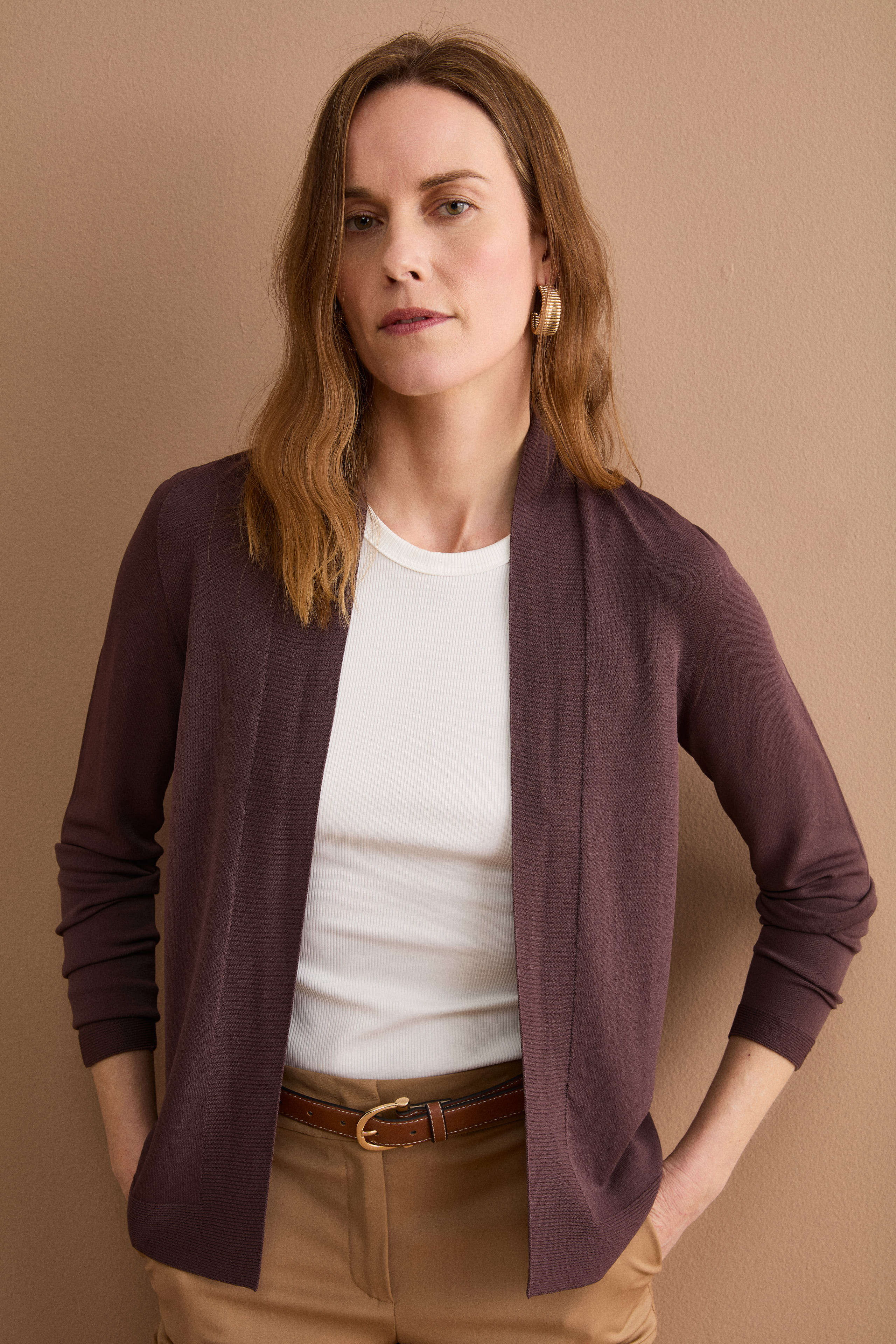Cardigan ouvert - Marron chaud