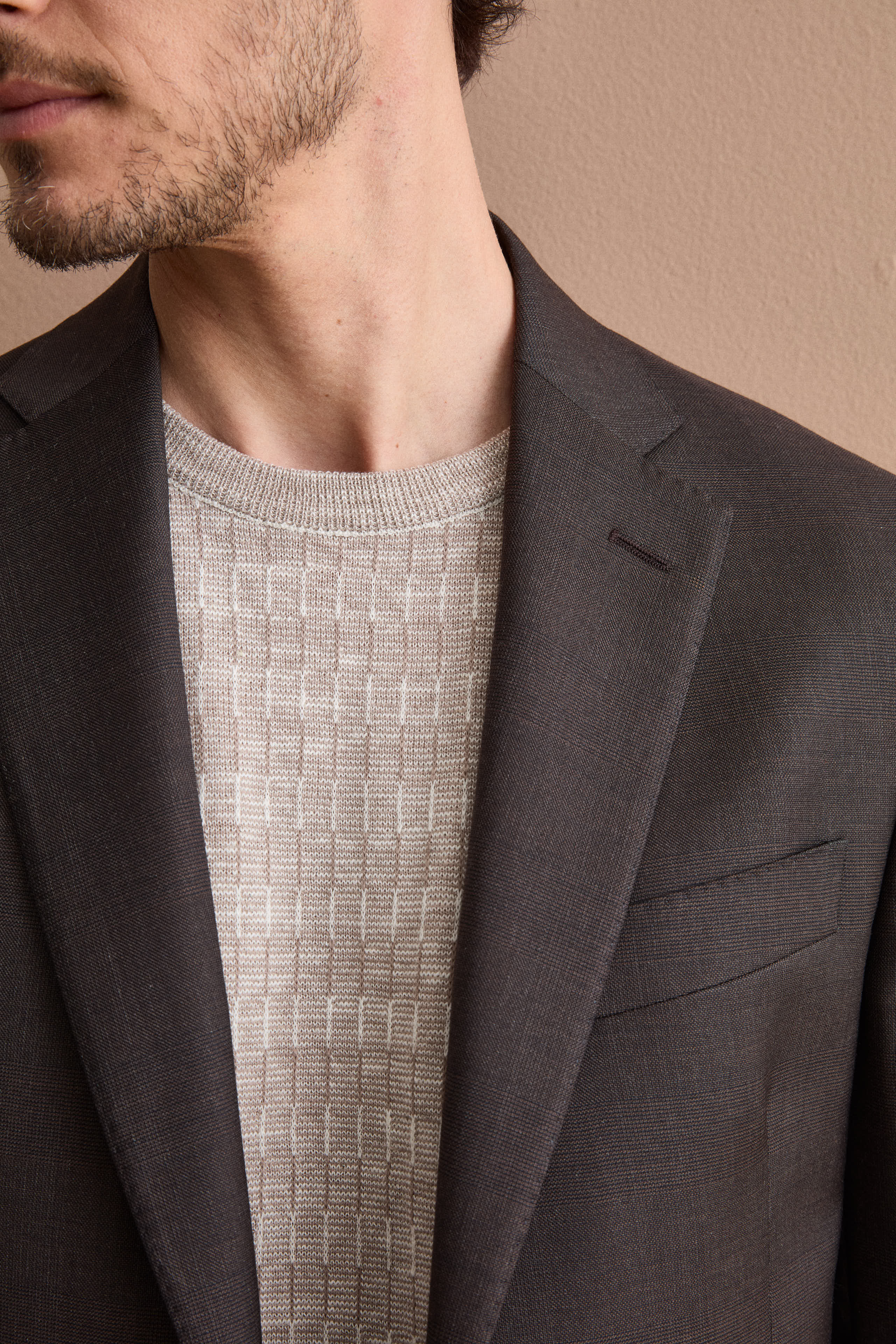 Prince of Wales virgin wool regular-fit suit - Brown Wales