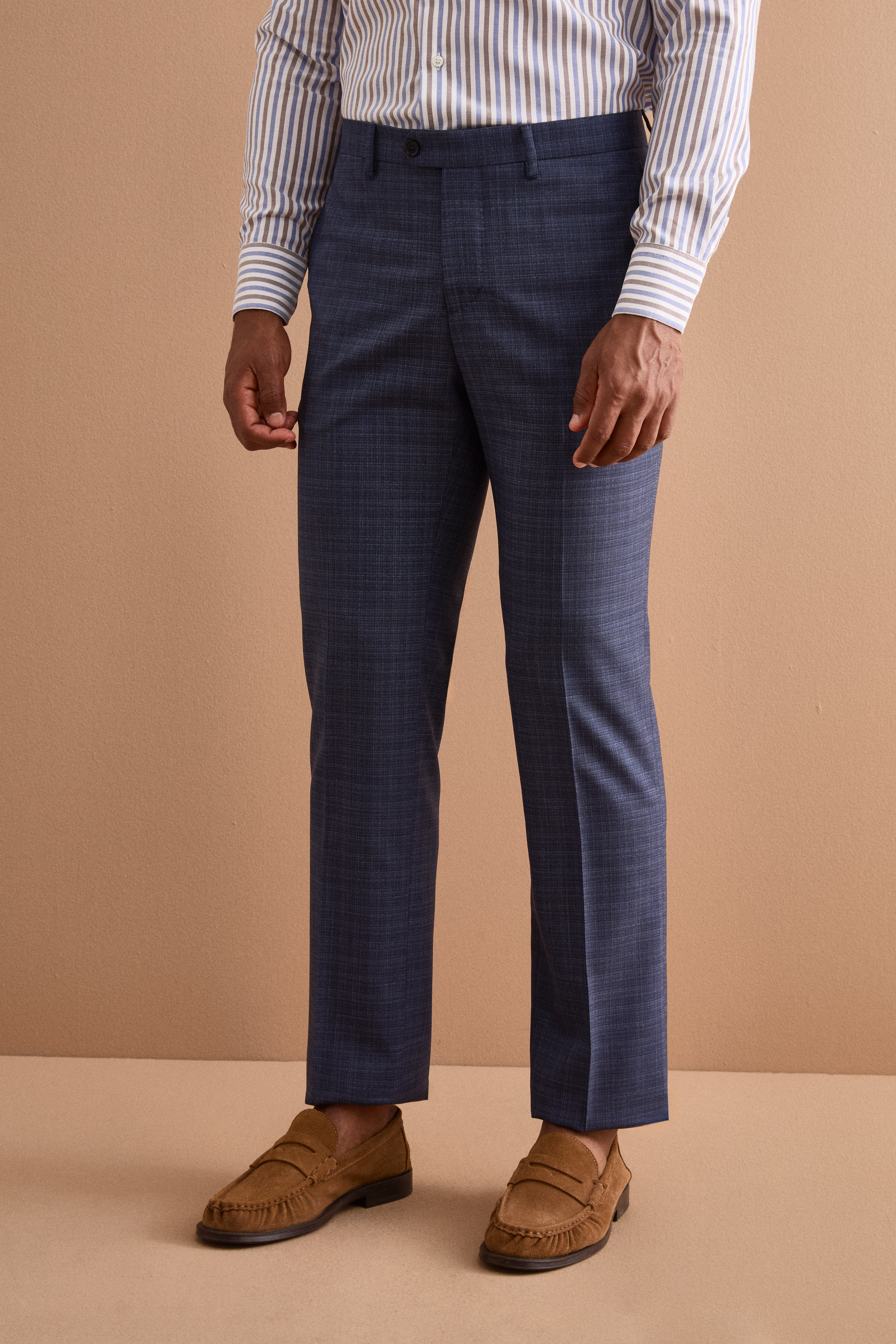 Costume Check Coupe Comfort Fit en Laine Vierge - Motif bleu