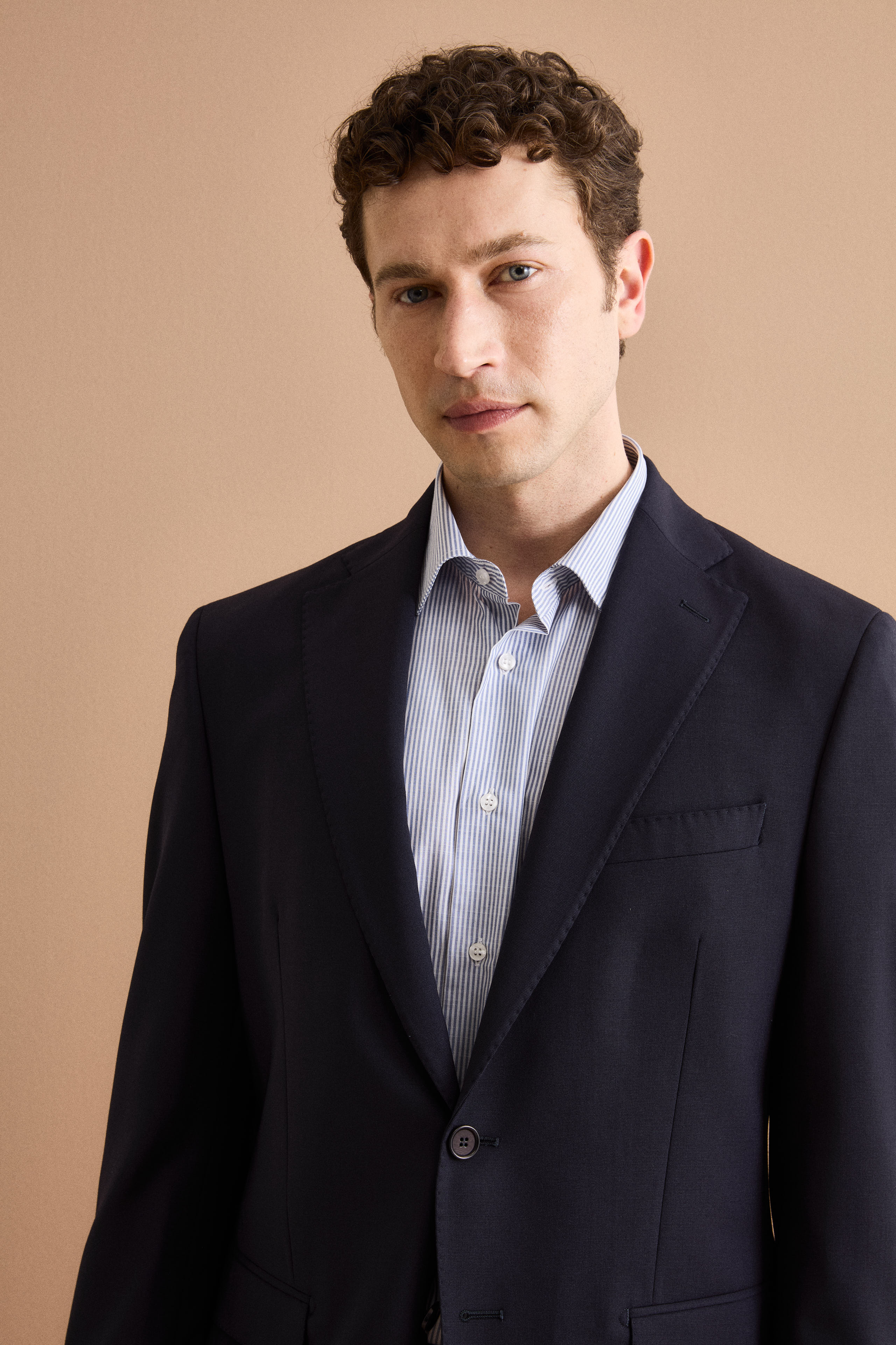 Regular Fit Gefütterter Anzug aus Schurwolle - BLAU