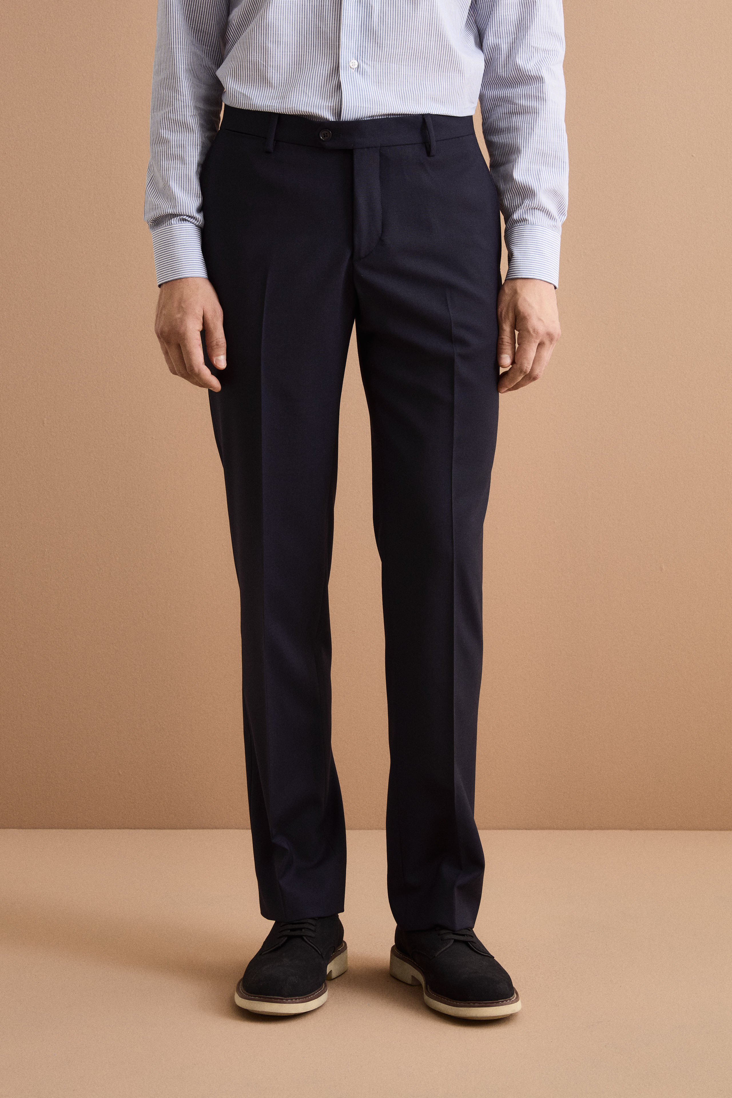 Regular Fit Gefütterter Anzug aus Schurwolle - BLAU