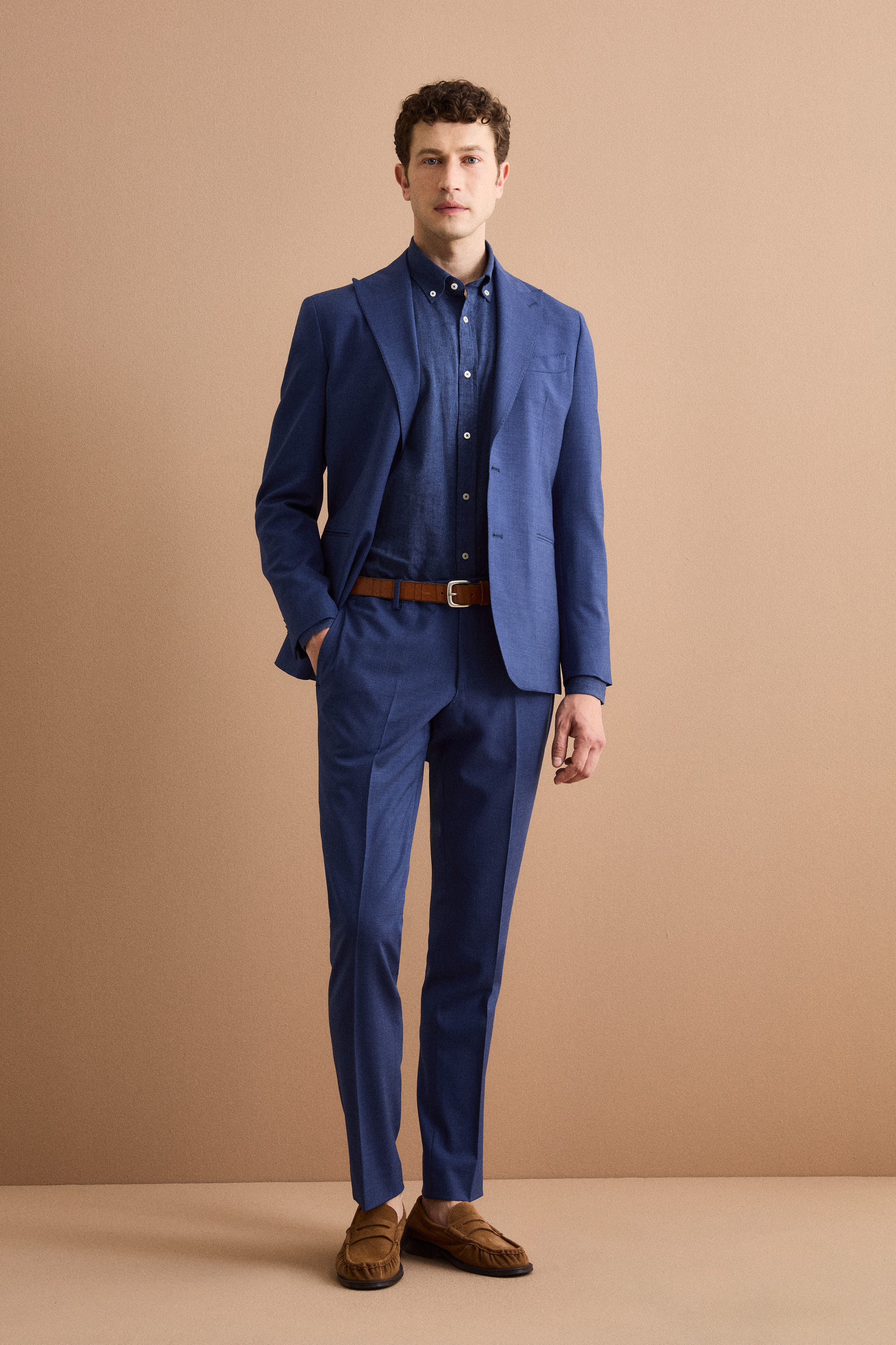 Halbgefütterter Anzug aus Schurwolle mit Spitzem Revers - Luftwaffe blau