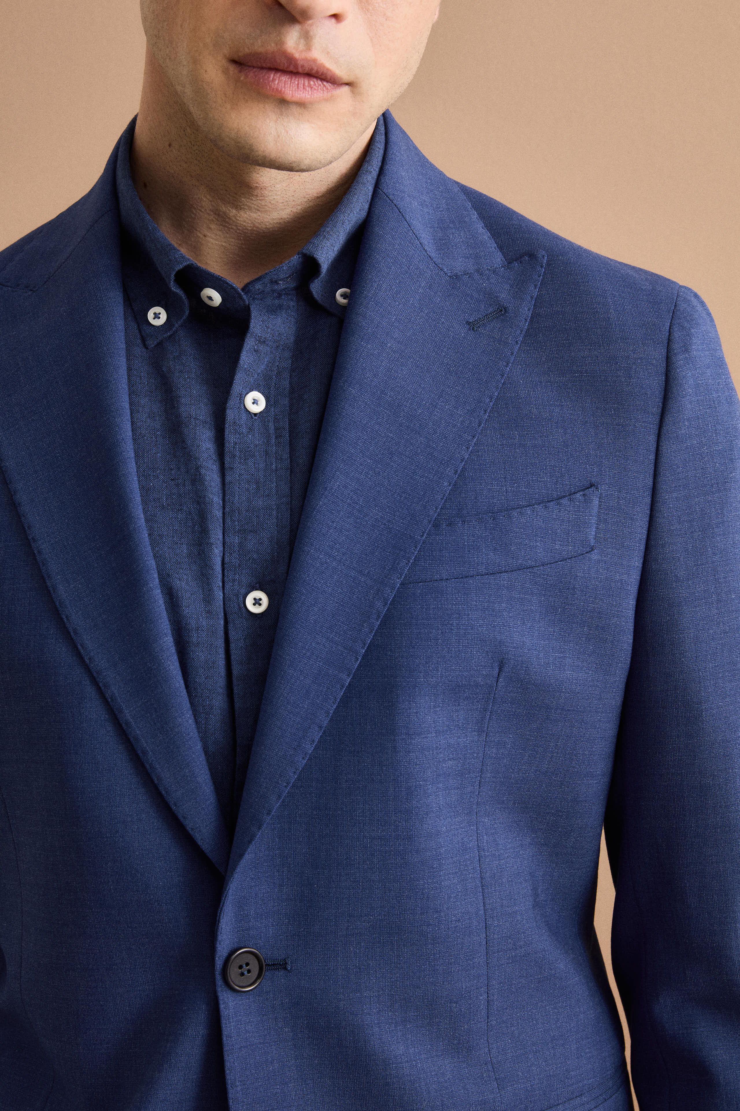 Halbgefütterter Anzug aus Schurwolle mit Spitzem Revers - Luftwaffe blau