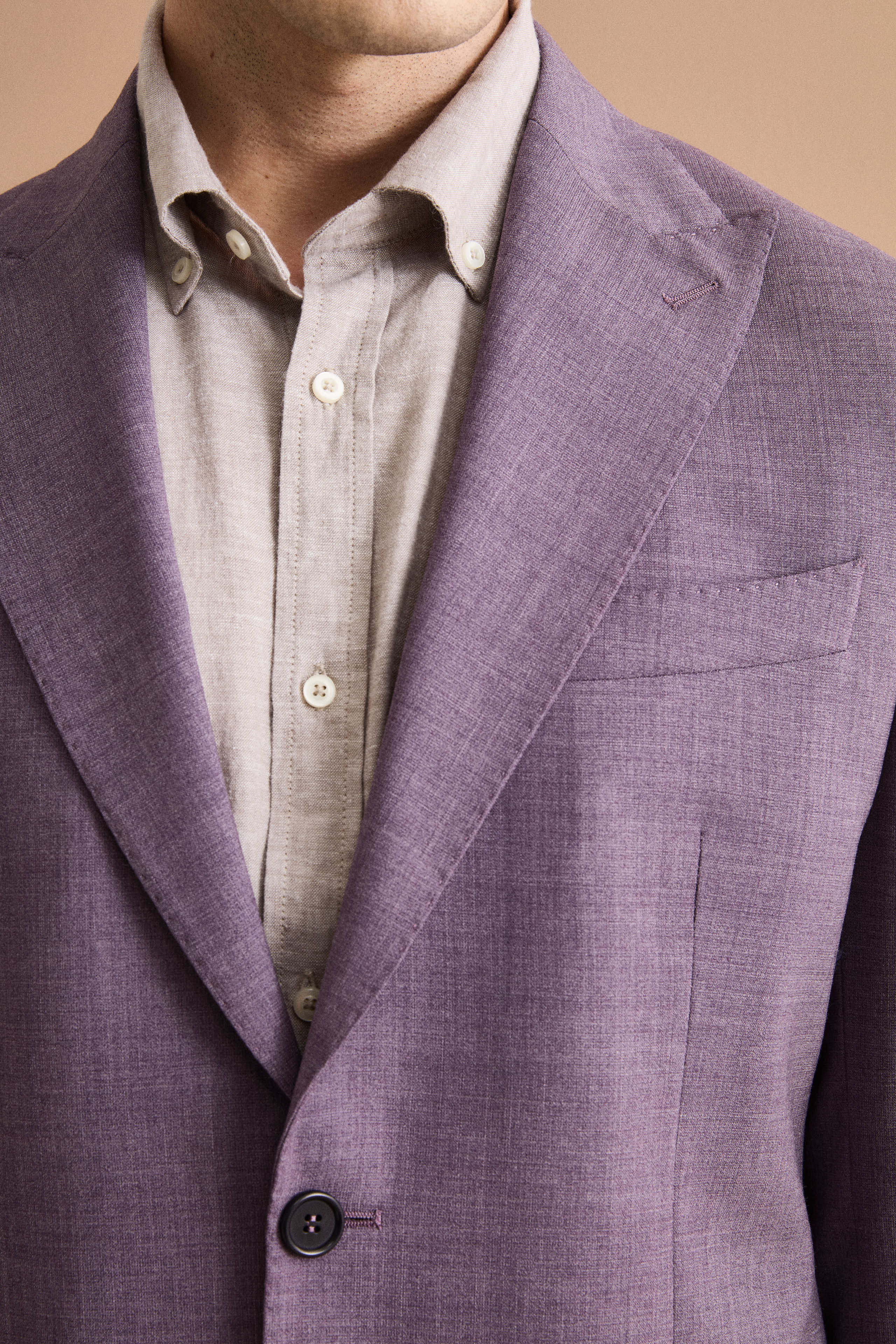 Einreihiger Anzug aus Schurwolle mit Spitzem Revers - Lila