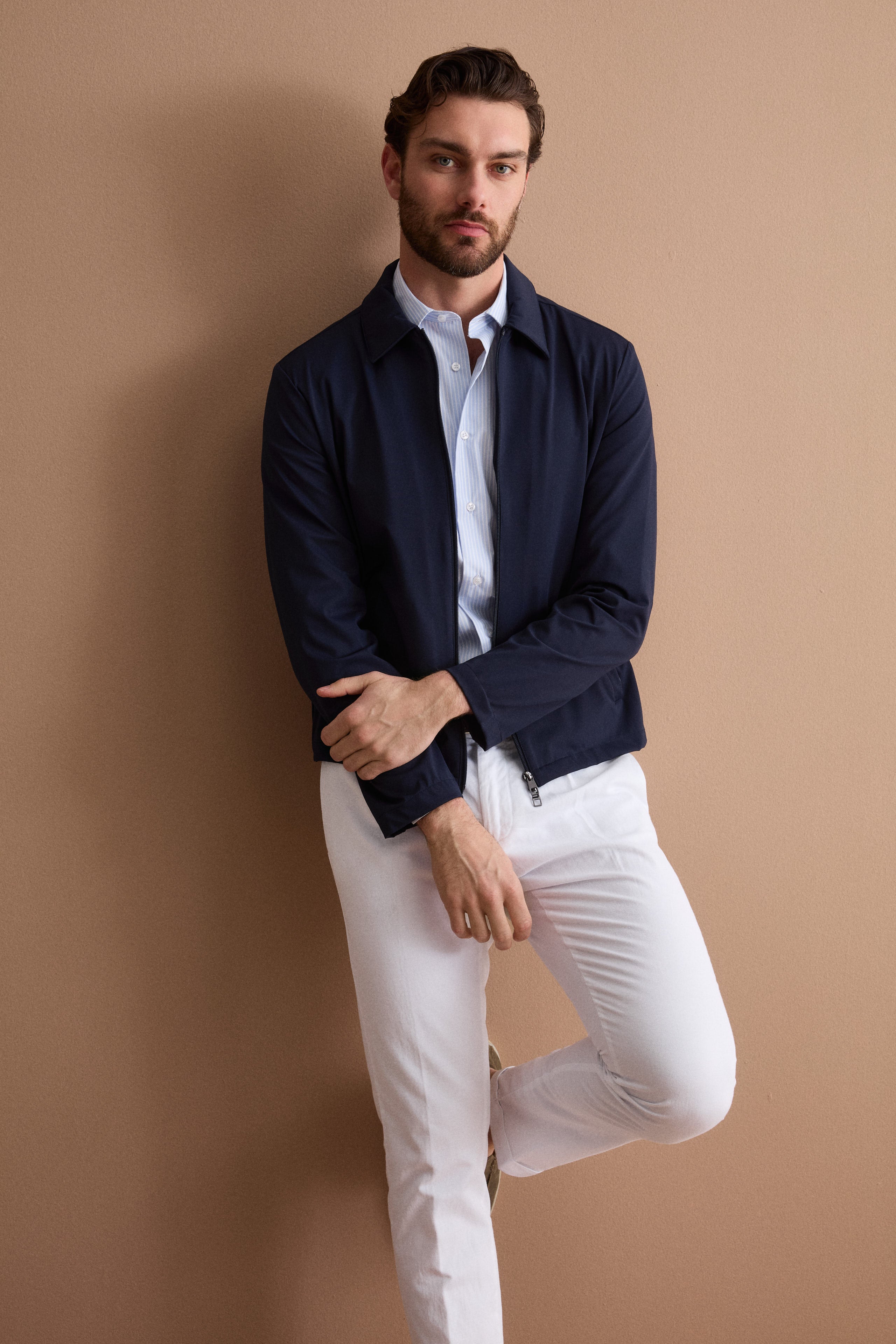 Veste Worker en Jersey avec Fermeture Éclair - BLEU