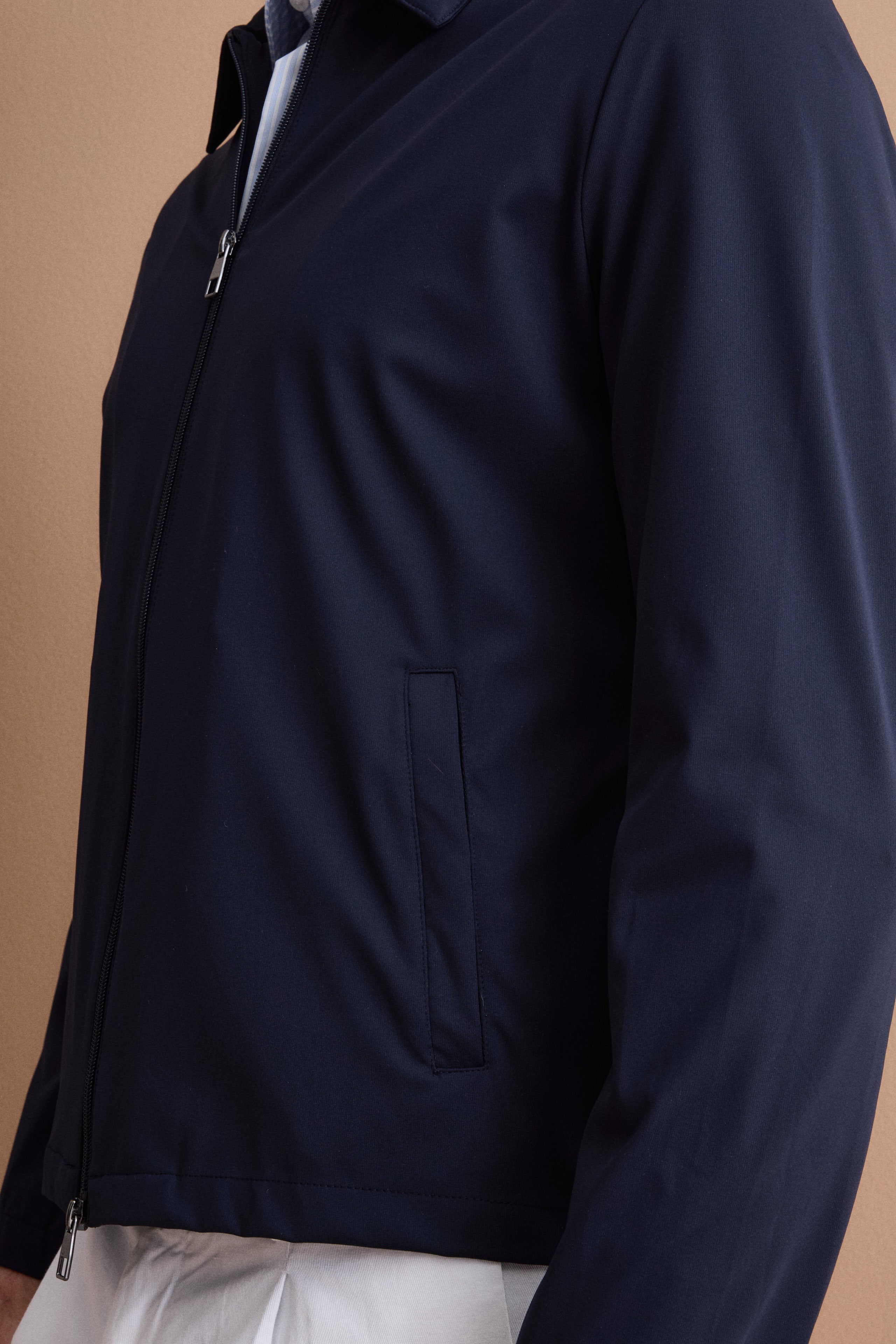 Worker Jersey Jacke mit Reißverschluss - BLAU