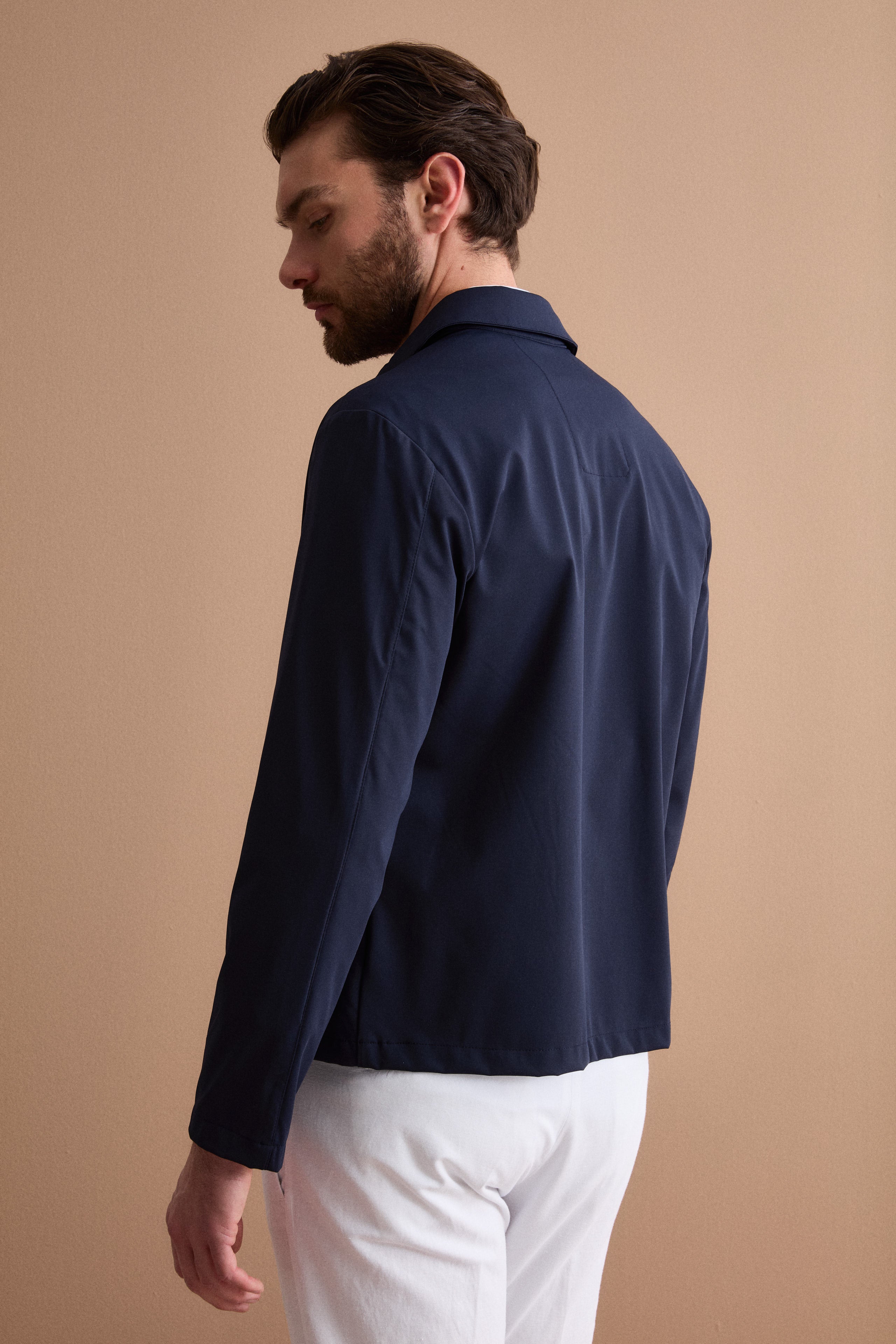 Worker Jersey Jacke mit Reißverschluss - BLAU