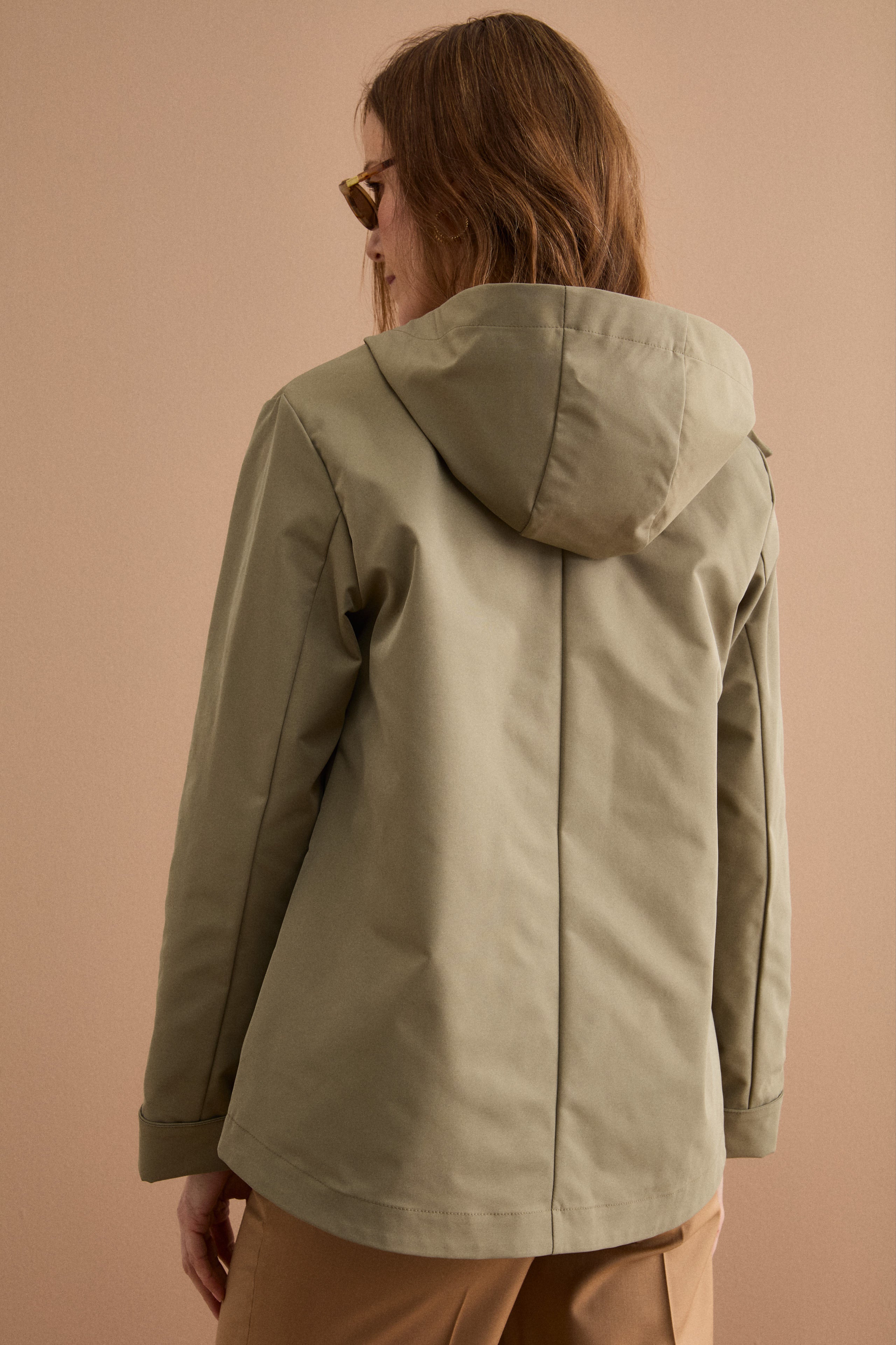 Wasserabweisende Jacke mit Kapuze und herausnehmbarer Weste - Militärgrün