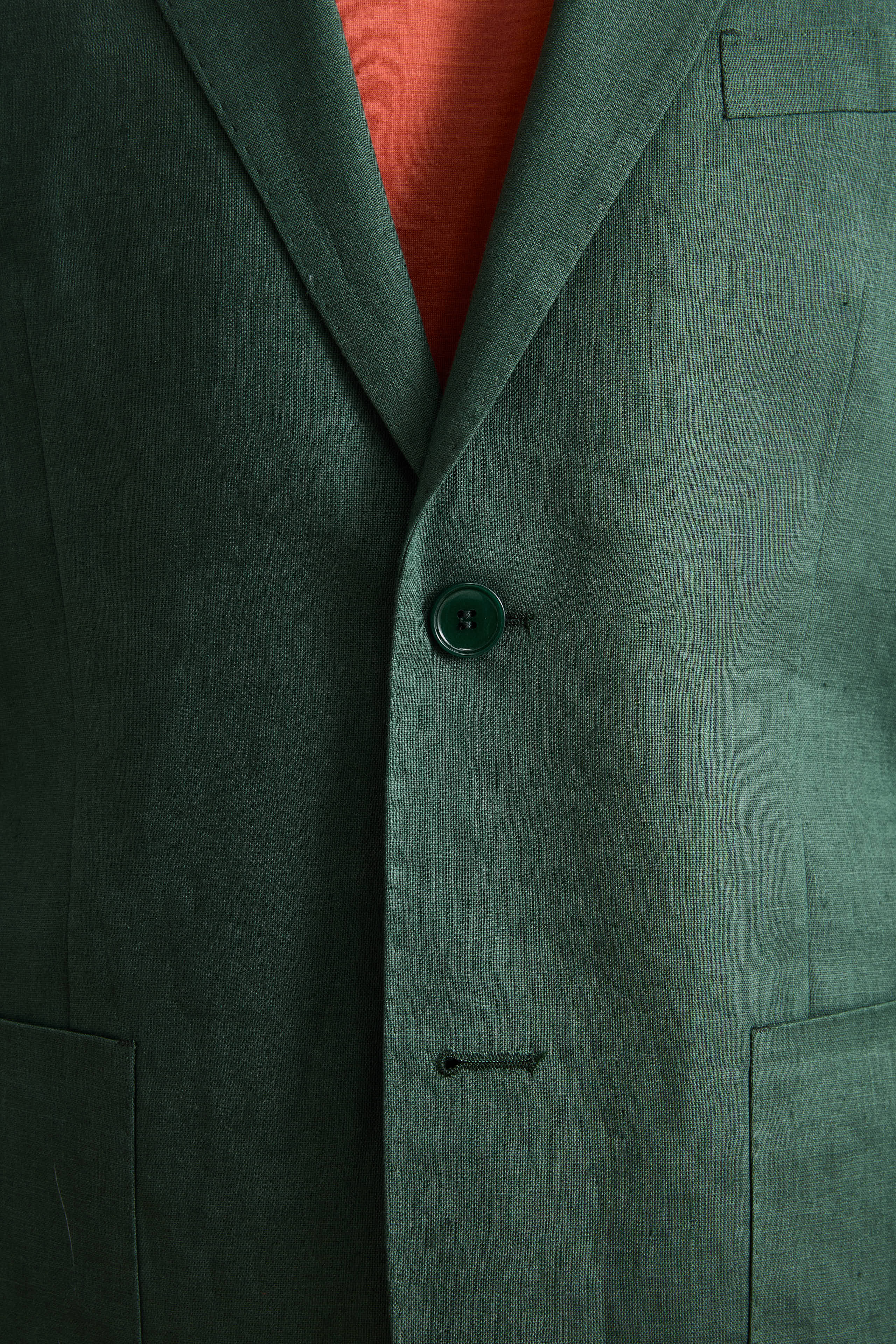 Regular Fit Einreihiger Leinenanzug - GRÜN