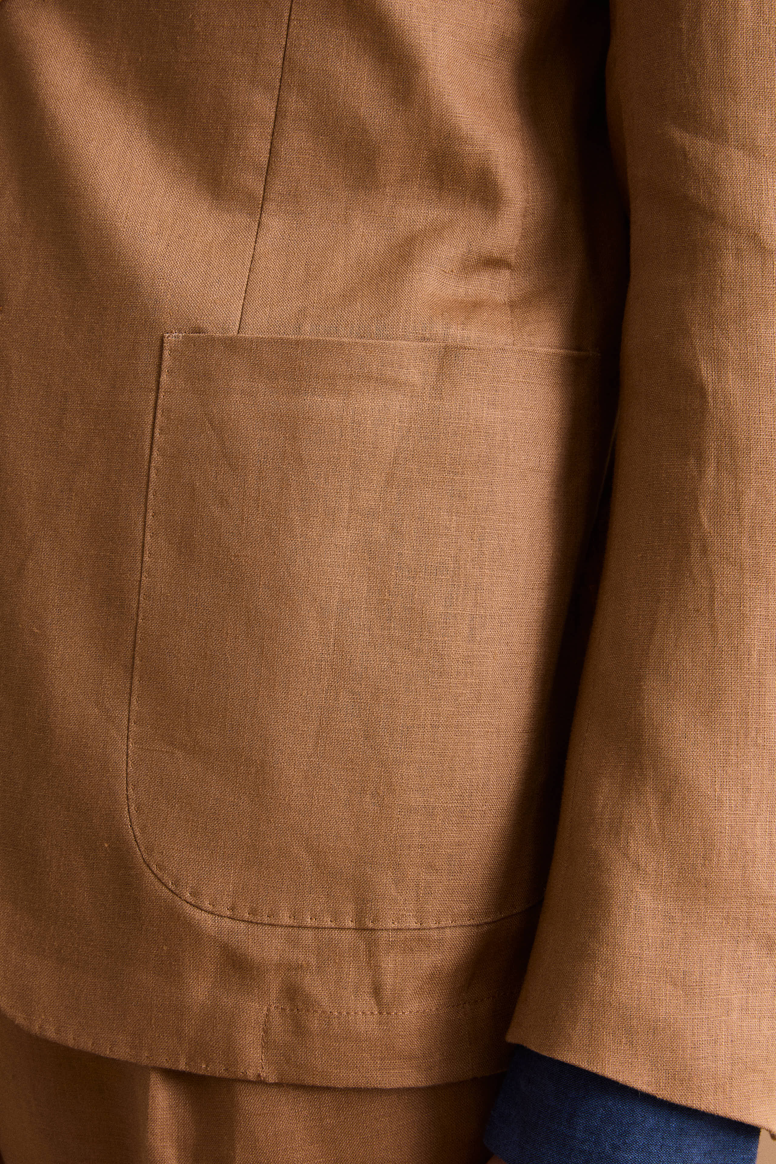 Slim Fit Halbgefütterter Leinenanzug - Wildleder