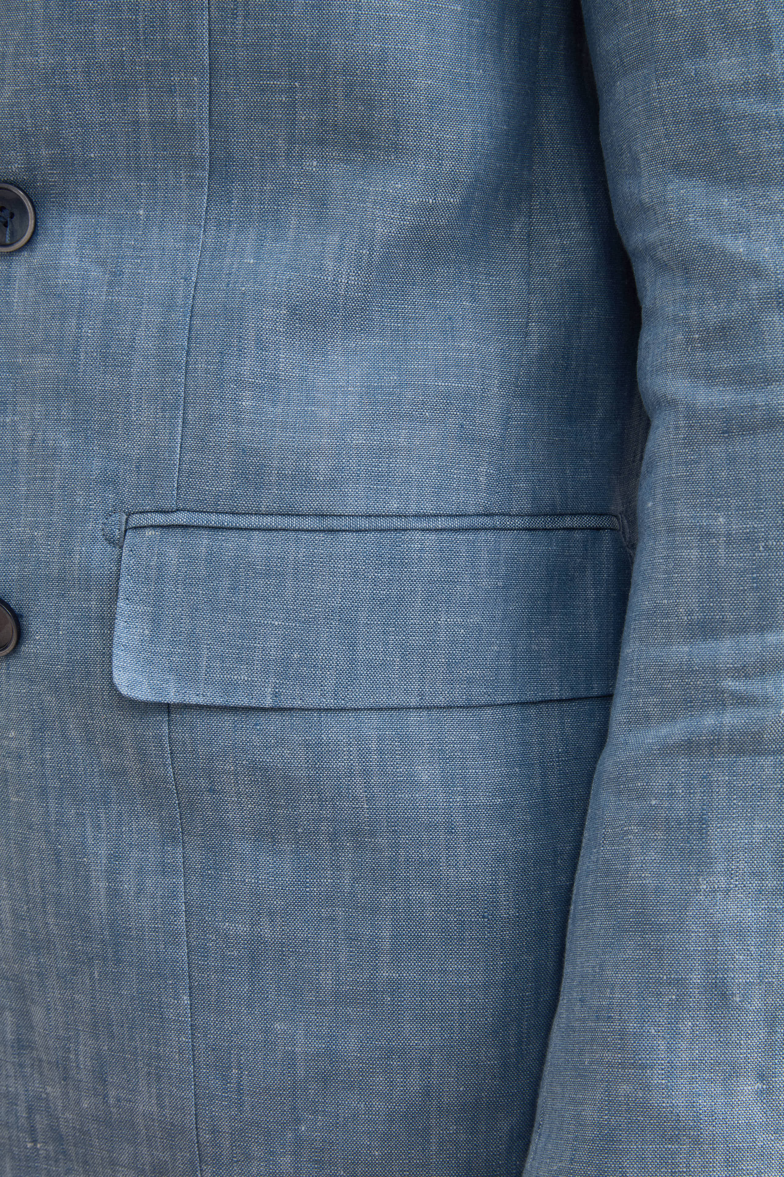 Costume Croisé Slim Fit en Lin Mélangé - Bleu clair