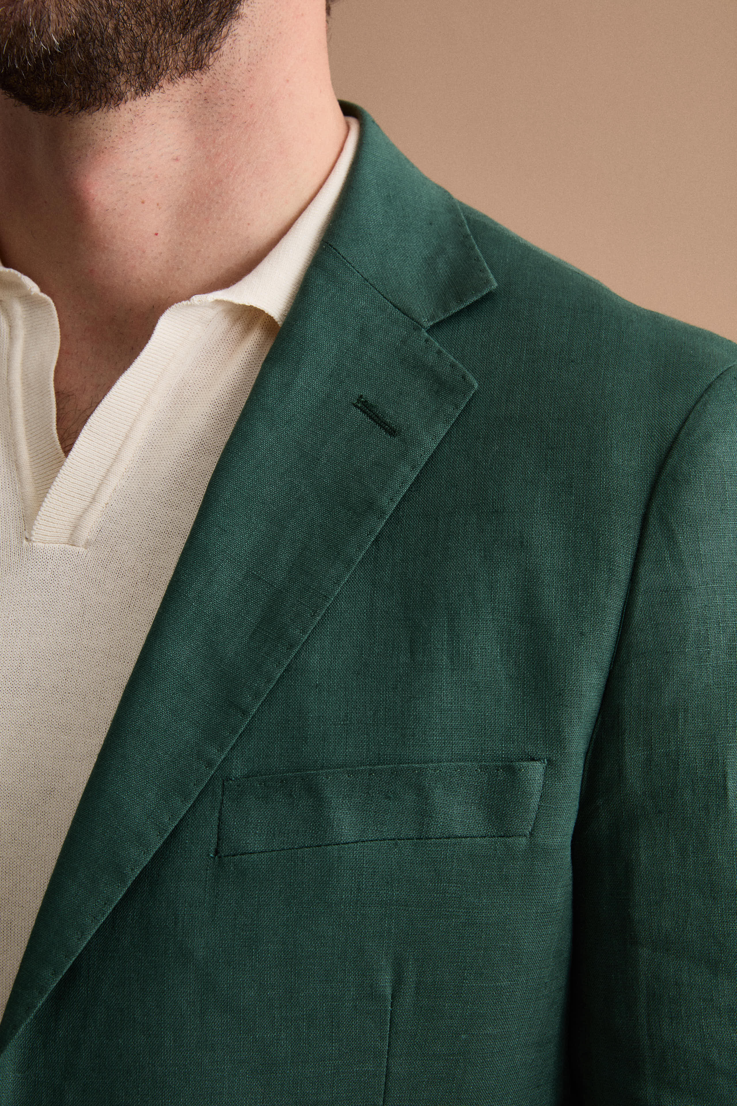 Comfort Fit Single-Breasted Pure Linen Suit - GREEN