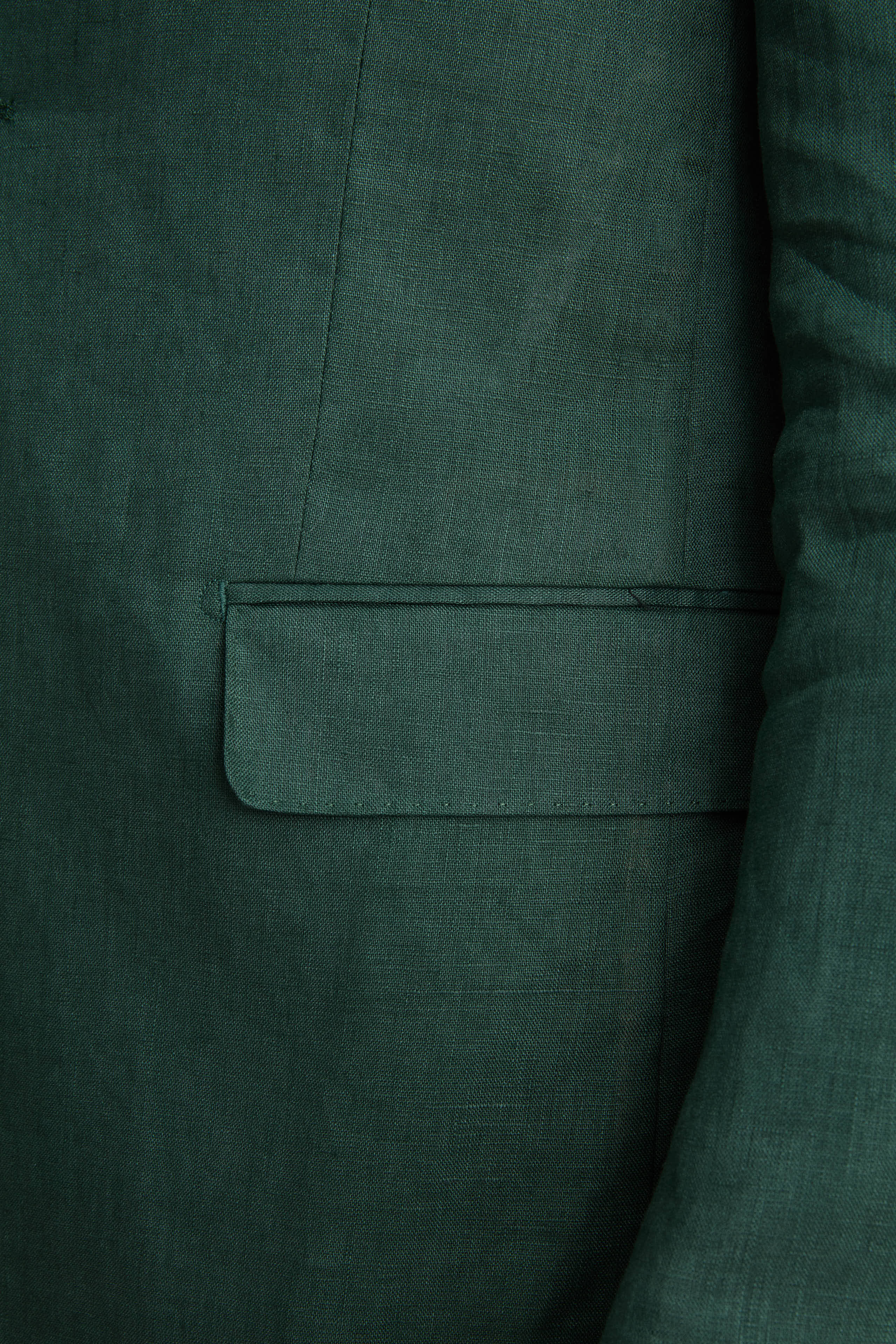 Comfort Fit Single-Breasted Pure Linen Suit - GREEN