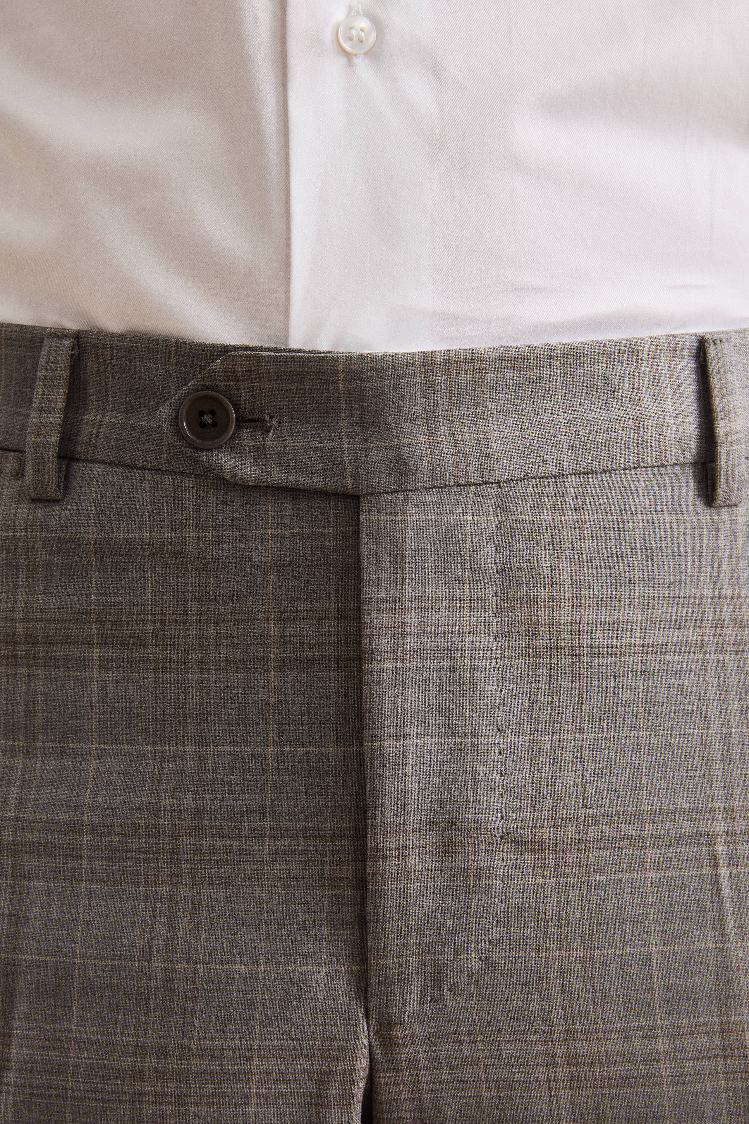 Einreihiger Anzug mit Karomuster aus Reiner Schurwolle - Hellgraues Karo