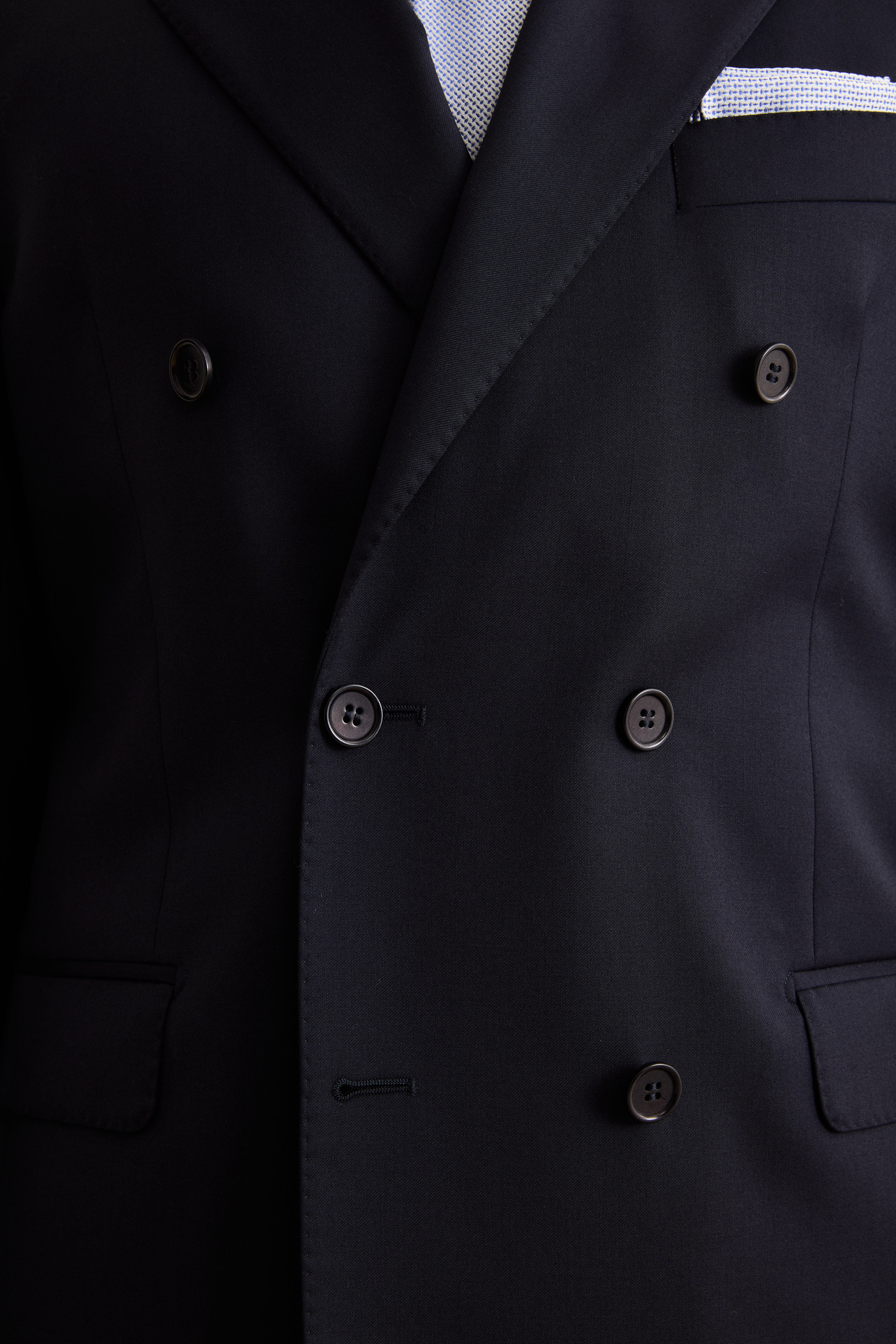 Gefütterter Zweireihiger Anzug aus Reiner Schurwolle - BLAU