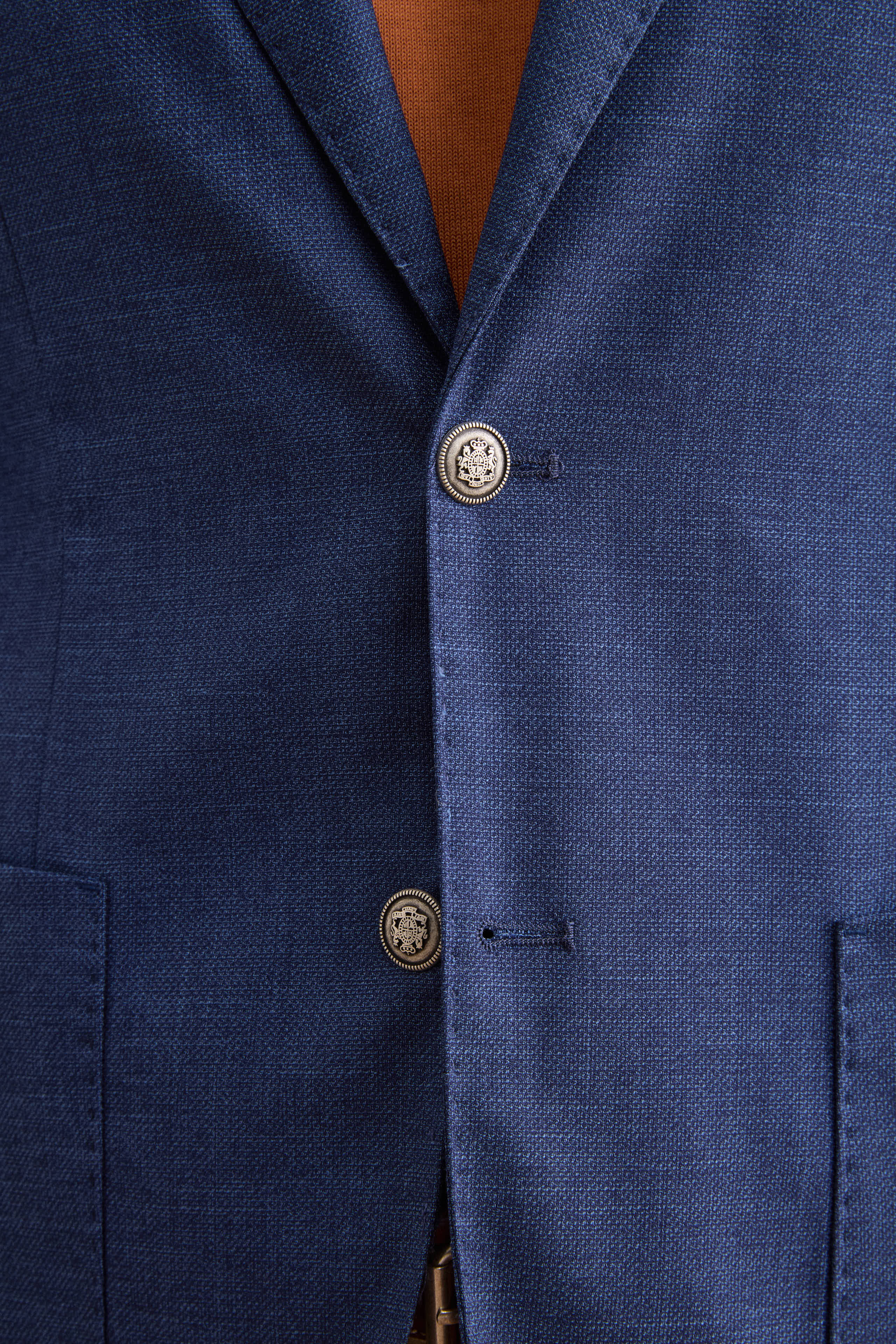 Herren Einreihige Unstrukturierte Wollmix-Jacke - DENIM