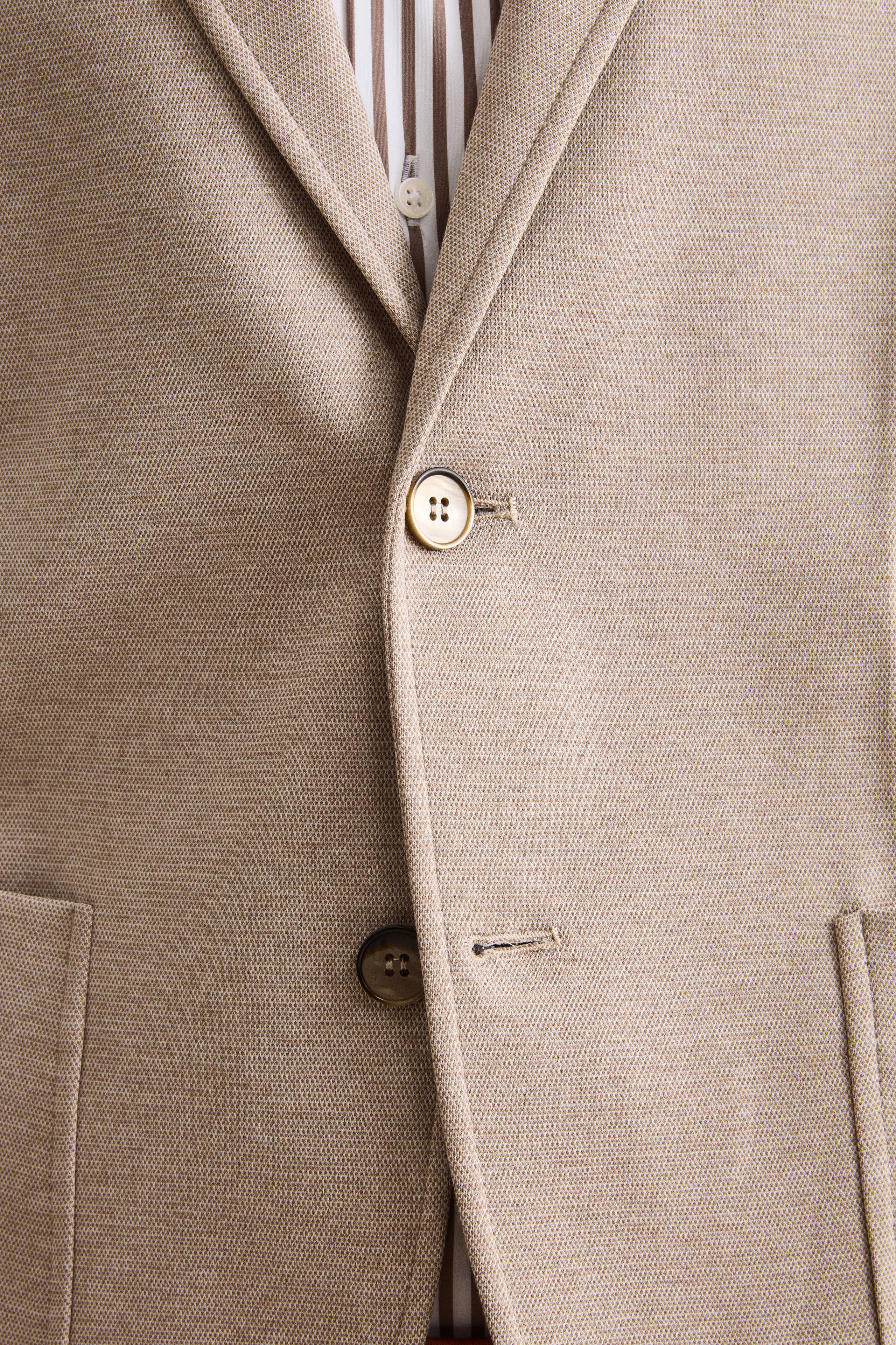 Giacca Monopetto Slim Fit con Revers Classico - NATURALE