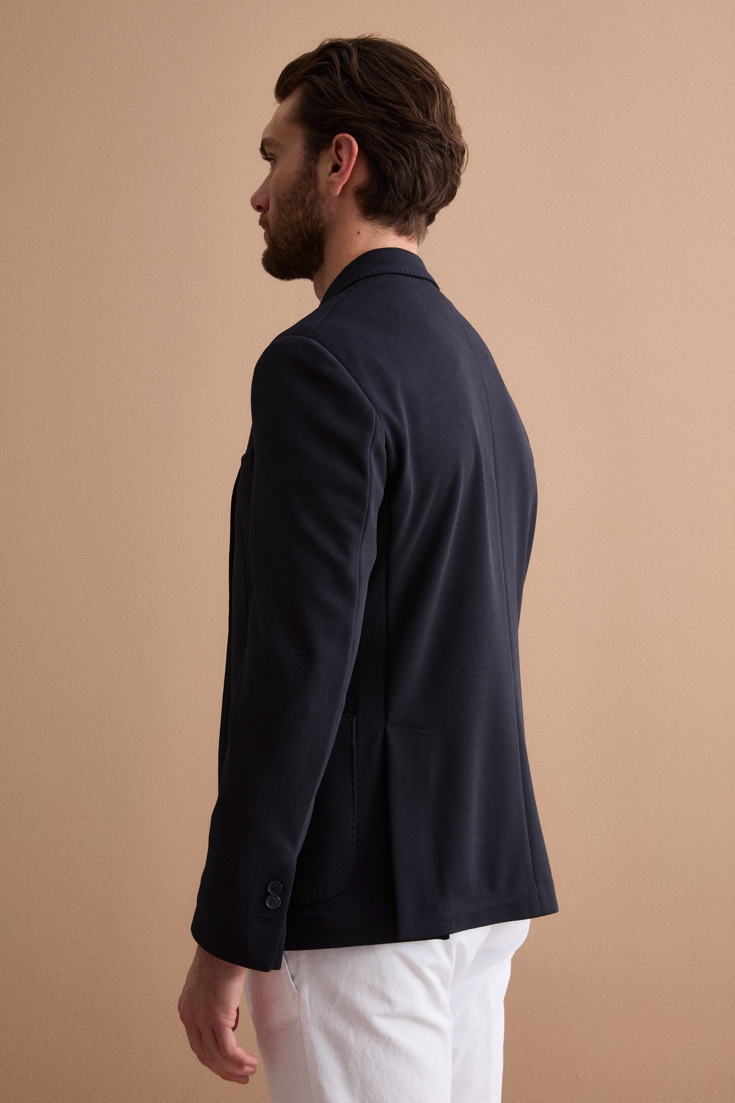 Slim Fit Halbgefütterte Jacke mit Klassischem Revers - BLAU