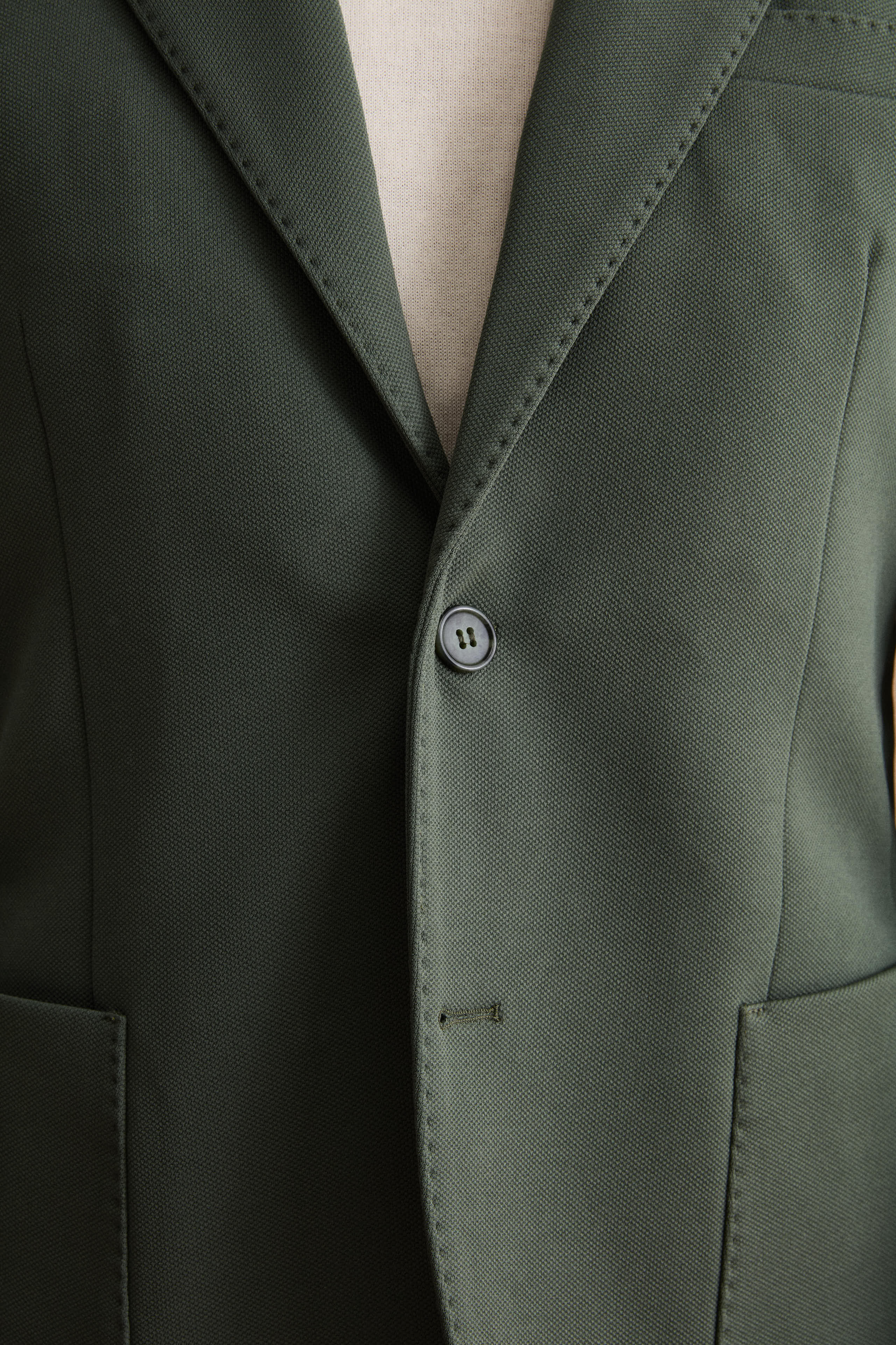 Slim Fit Halbgefütterte Jacke mit Klassischem Revers - GRÜN