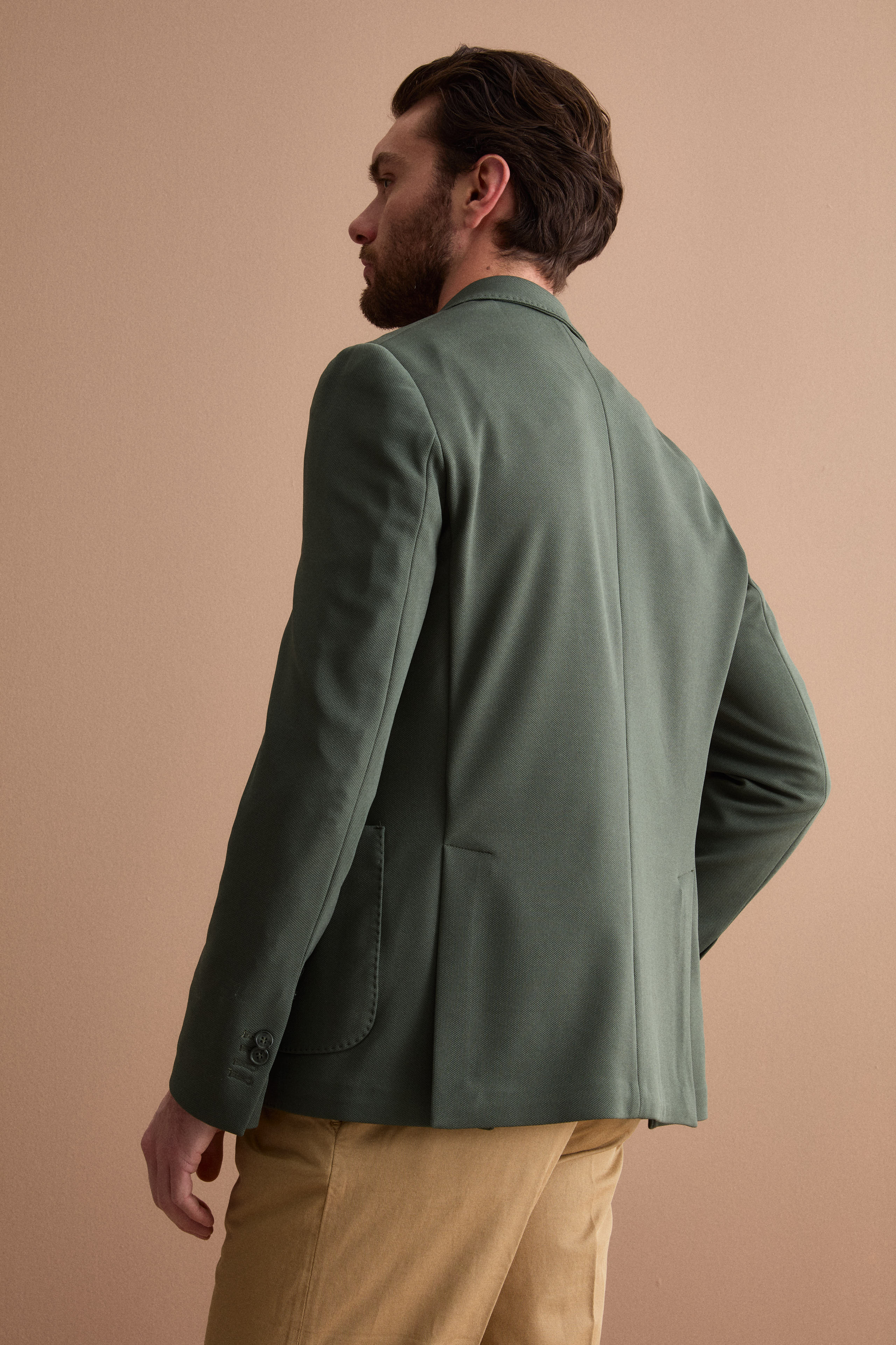 Slim Fit Halbgefütterte Jacke mit Klassischem Revers - GRÜN