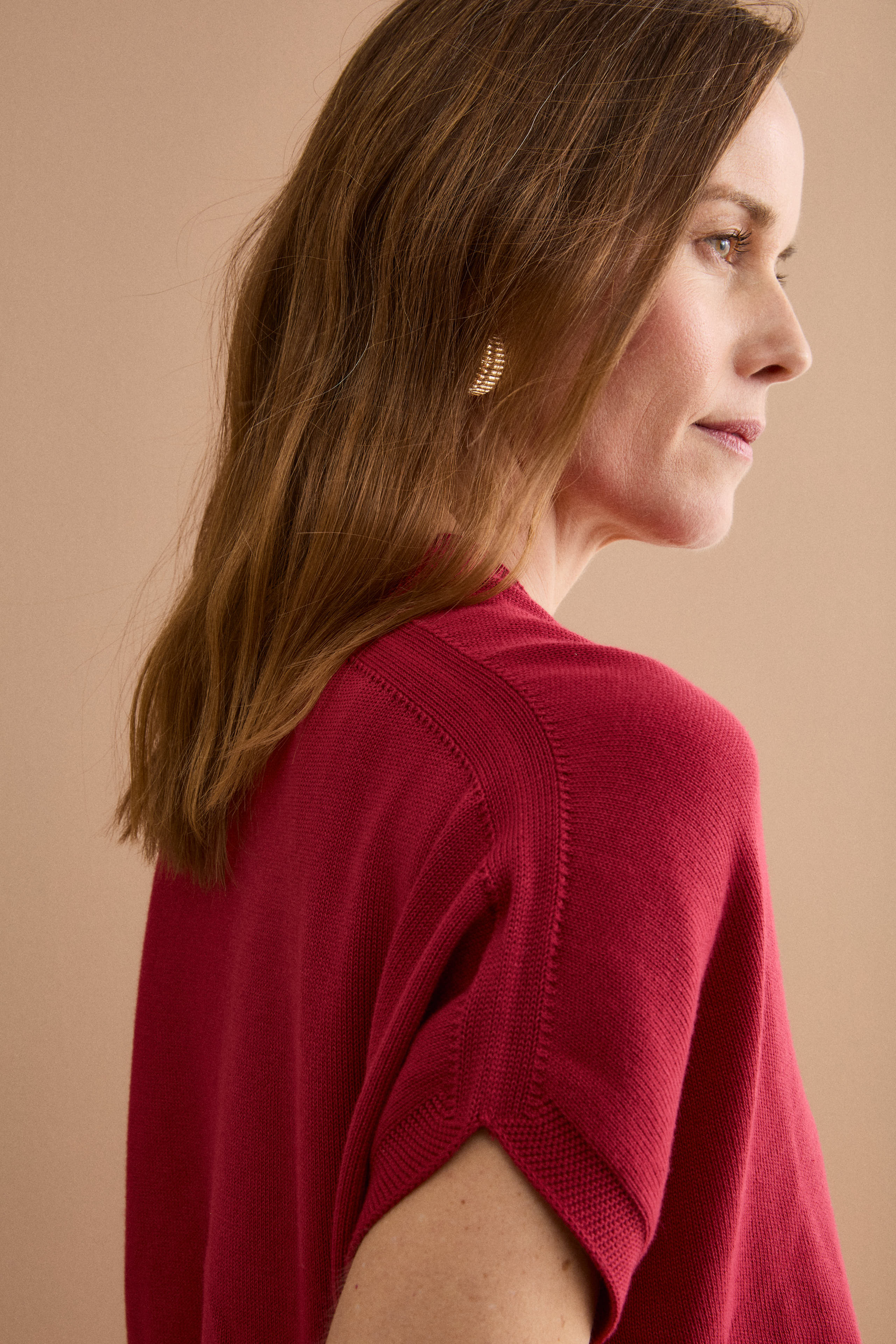Baumwoll-Kimono-Cardigan - Burgundisch