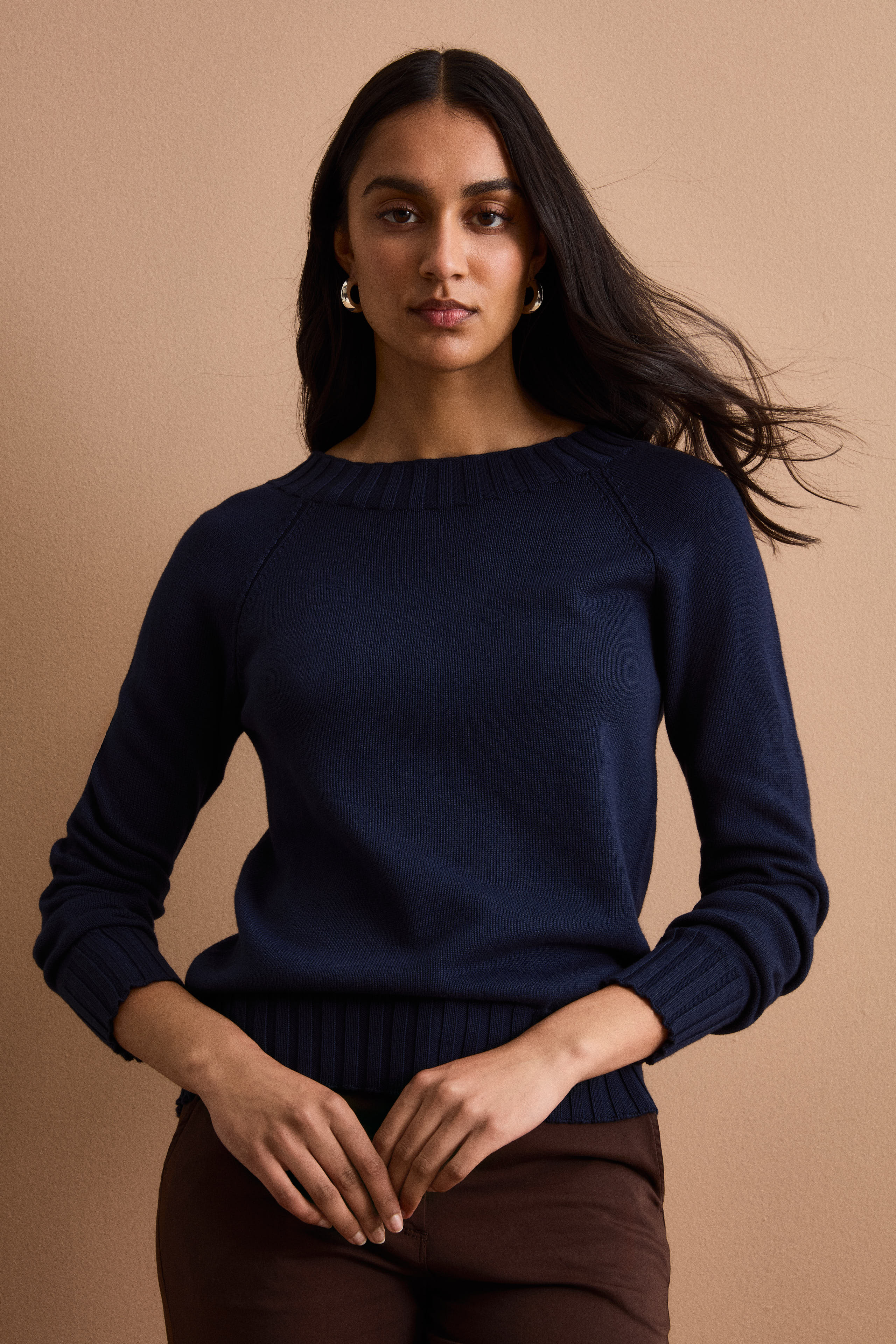 Maglia Barchetta in Cotone con Manica Raglan - BLU