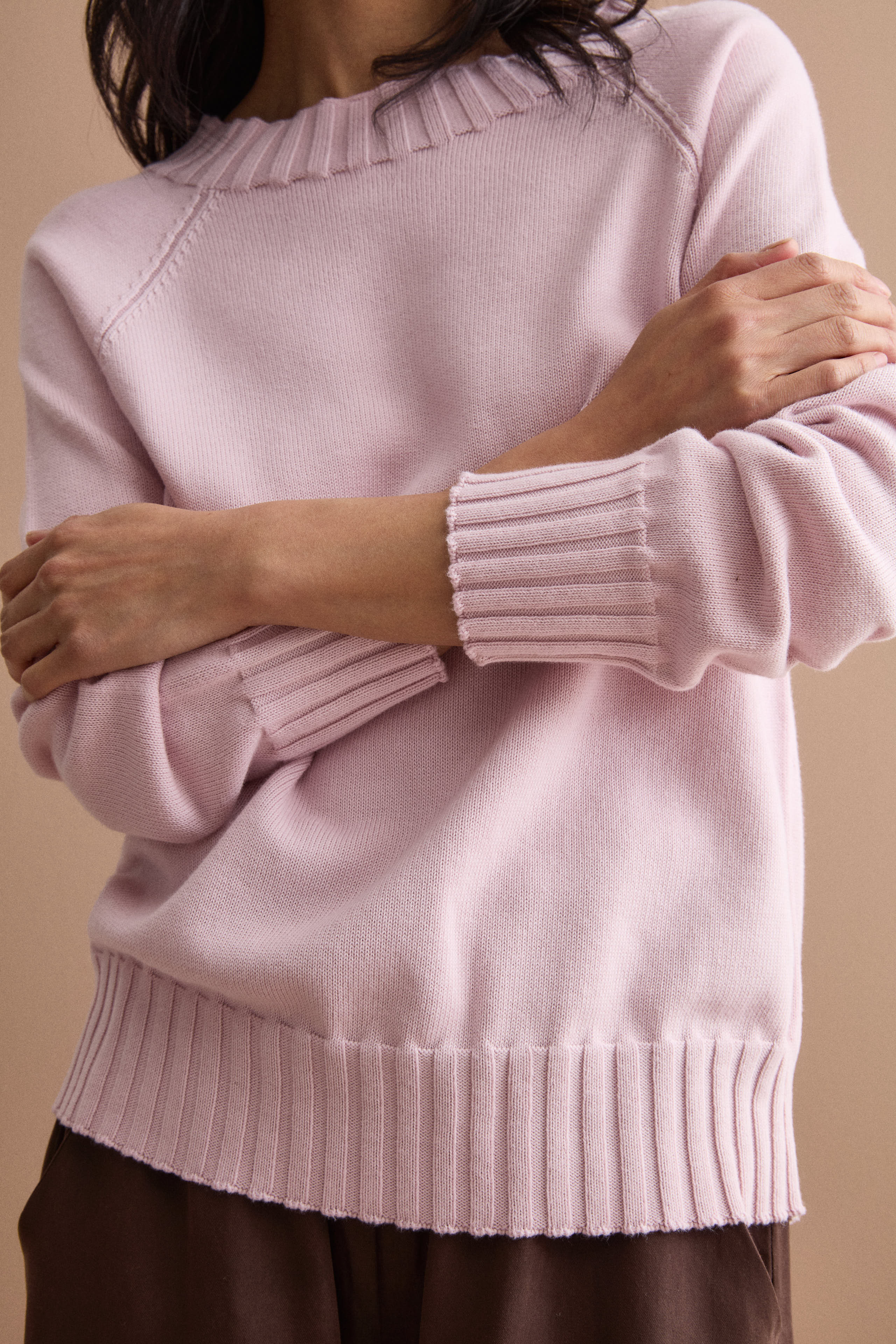 Maglia Barchetta in Cotone con Manica Raglan - ROSA
