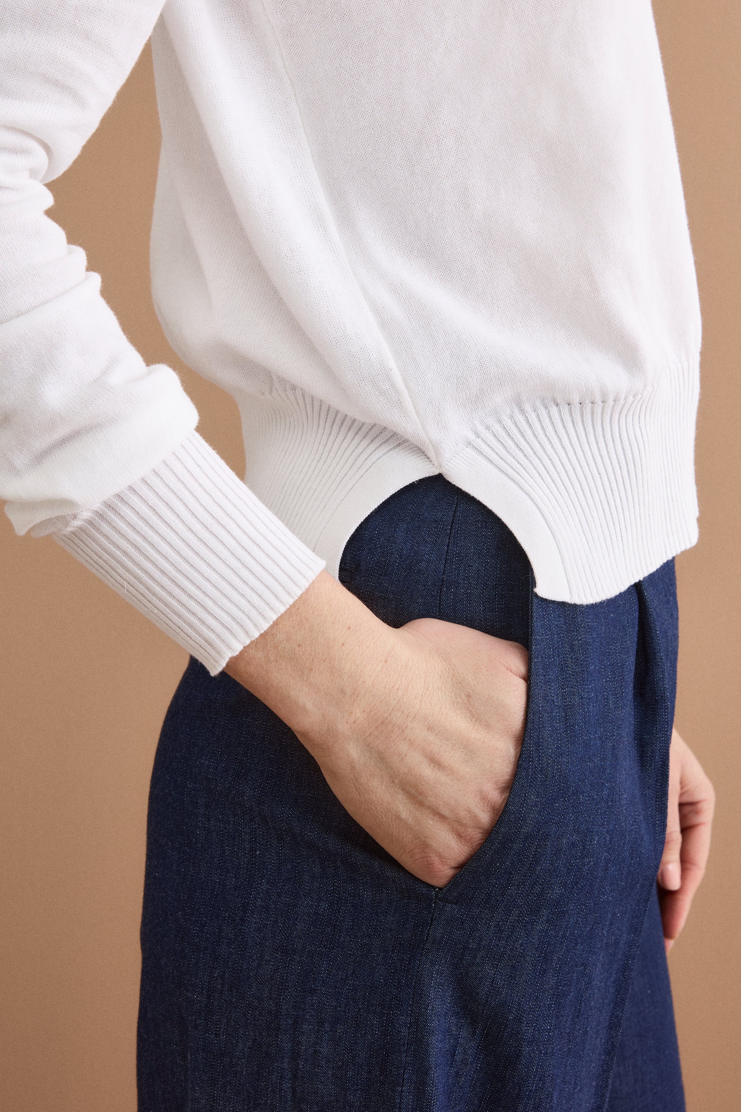 Boxy Henley-Poloshirt aus Baumwolle mit langen Ärmeln - WEISS