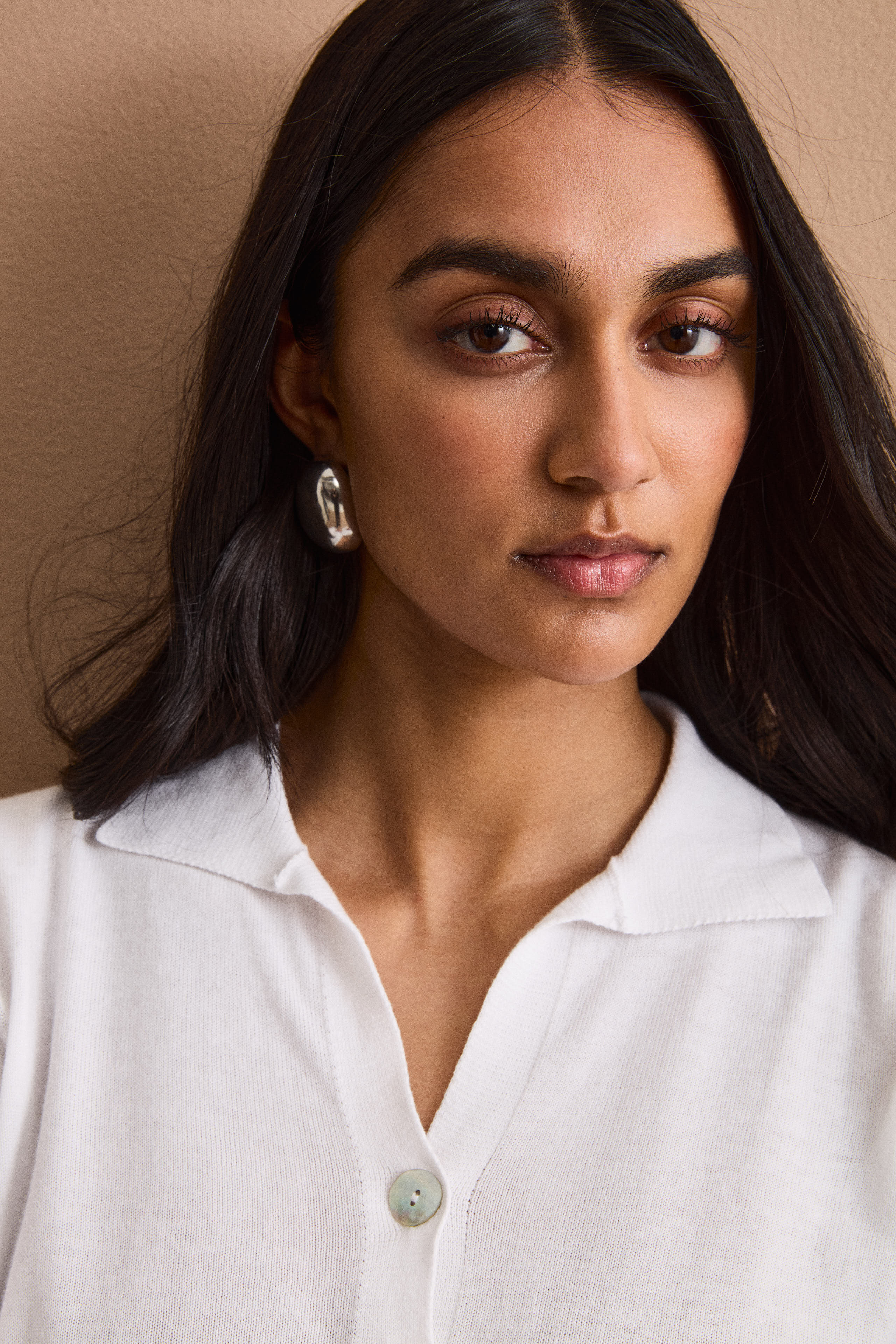 Cardigan Polo in Cotone - BIANCO