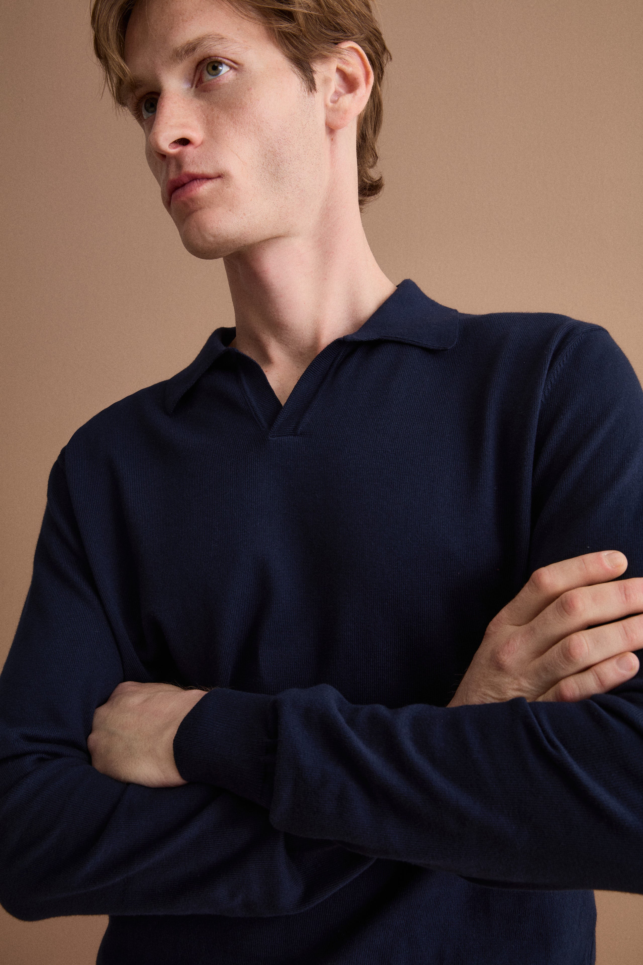 Polo Derby en Coton à Manches Longues - BLEU