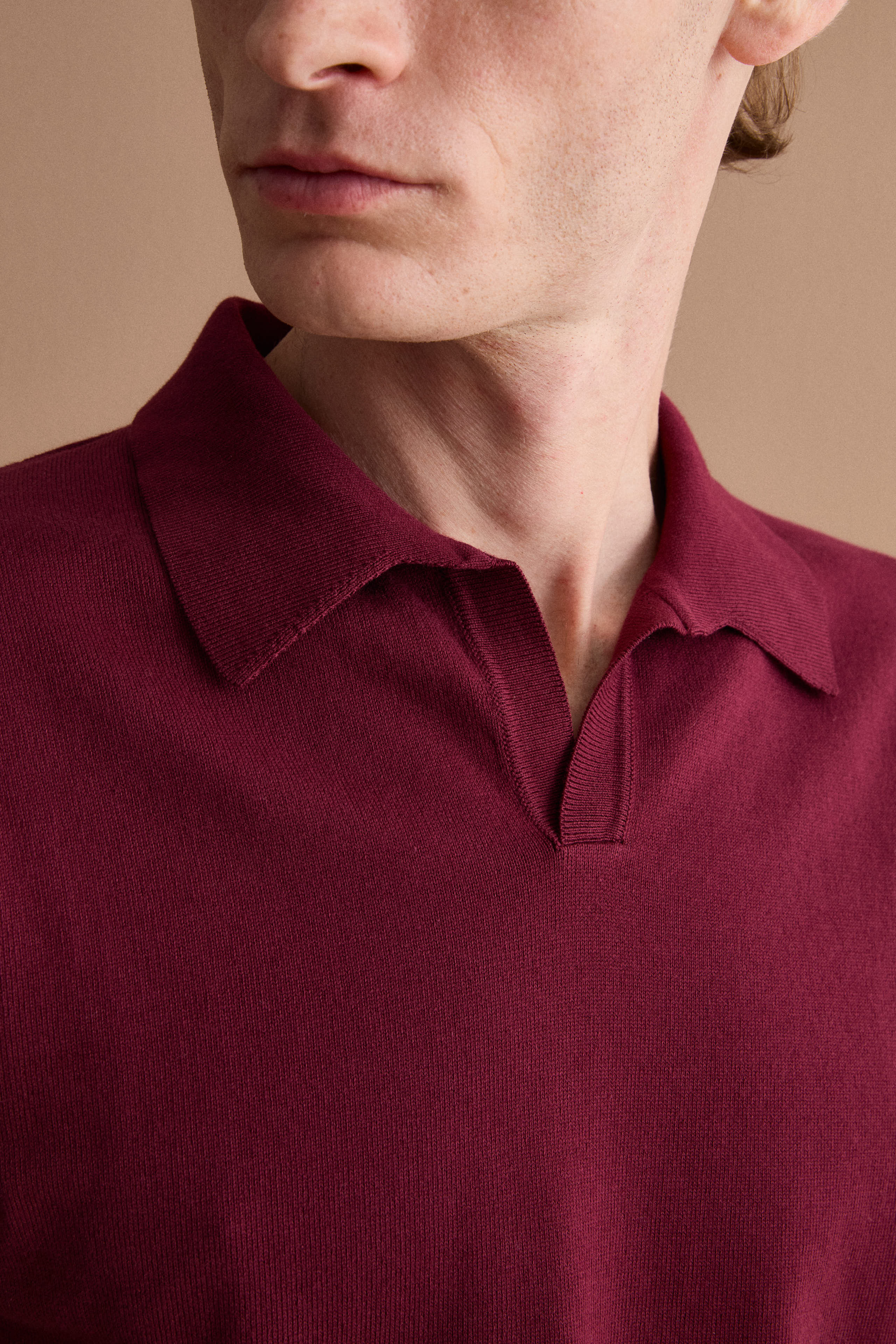 Polo Derby en Coton à Manches Longues - Bourgogne