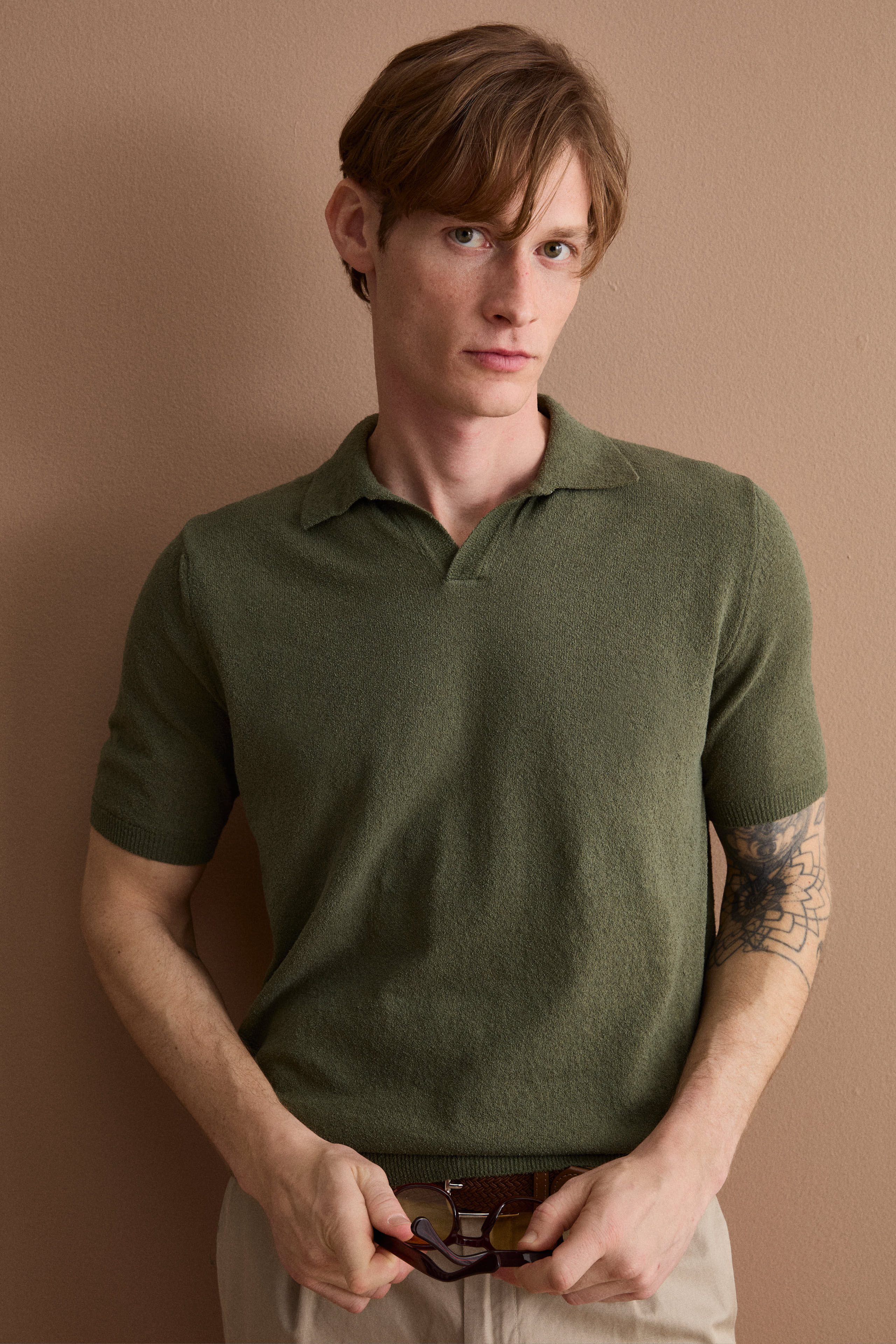 Polo Derby en Coton Bouclé - VERT